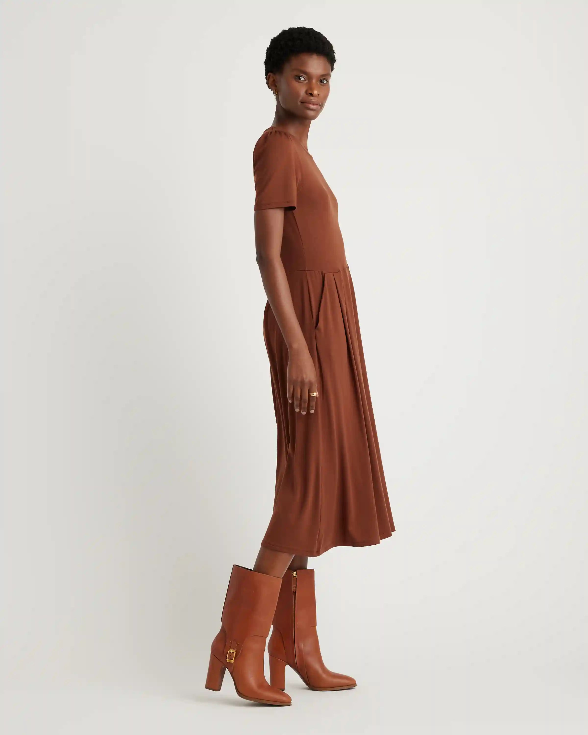 Tencel Jersey Short Sleeve Midi Dress