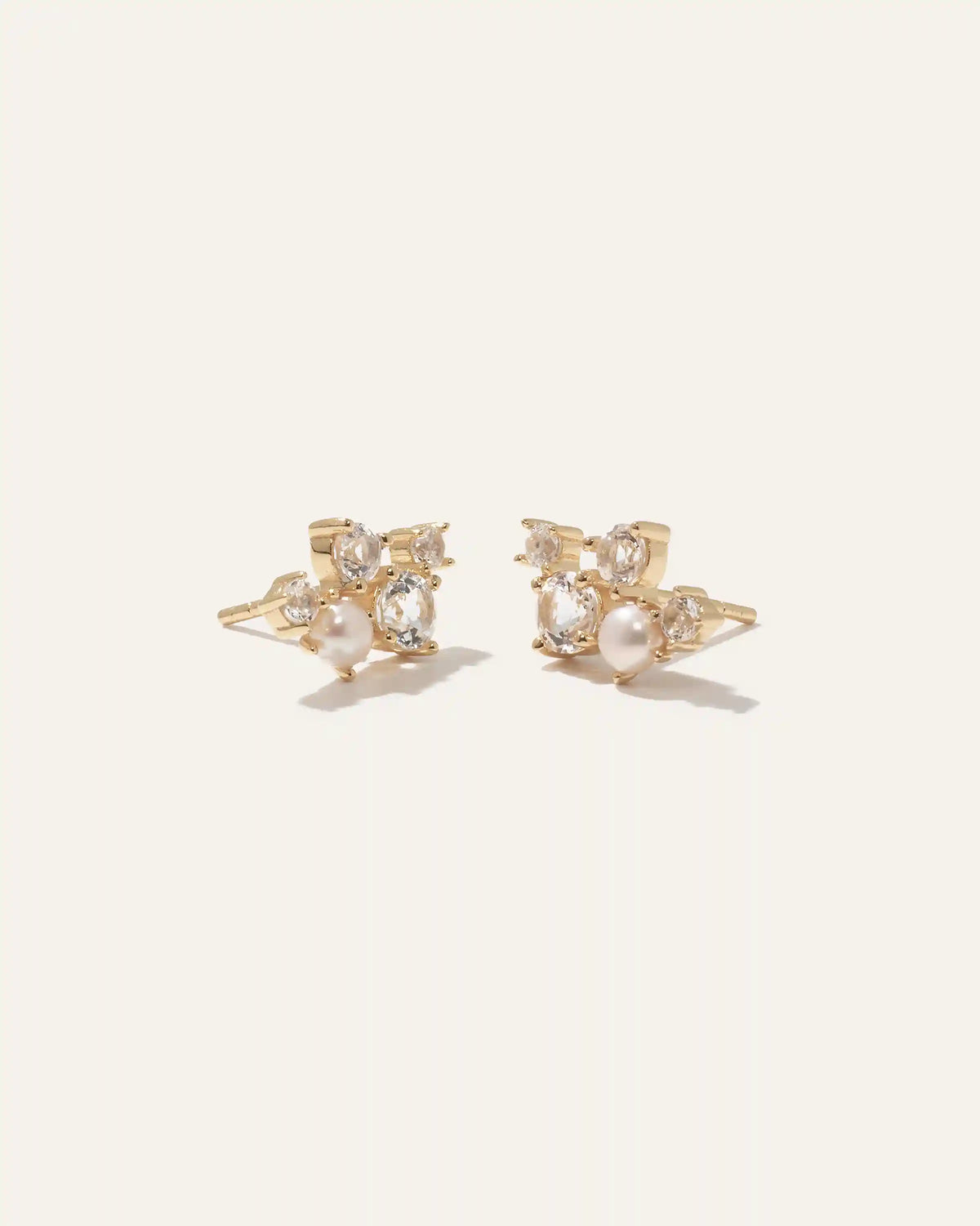 Mini Topaz Pearl Sparkle Climber Earrings