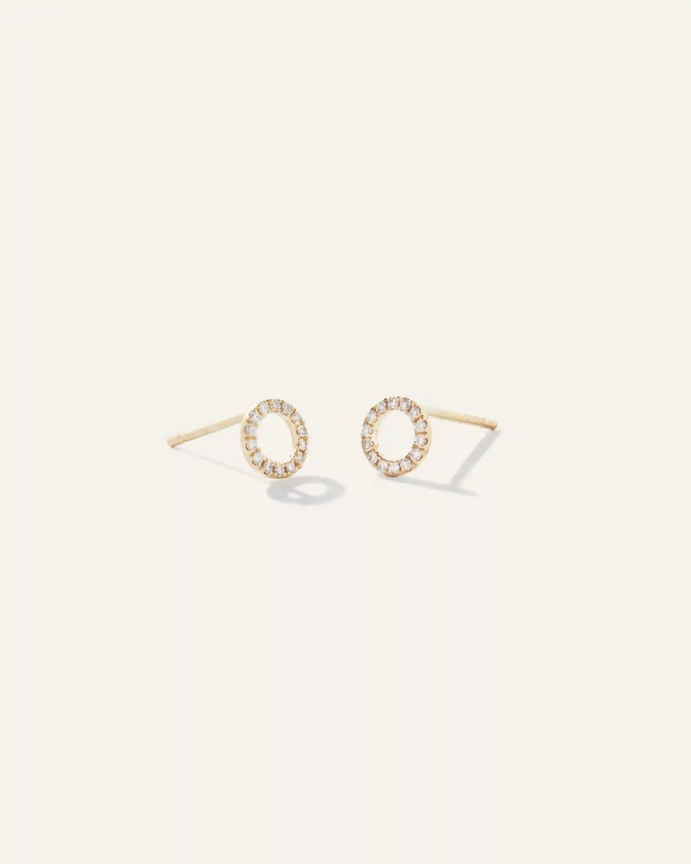 14K Diamond Pave Circle Studs
