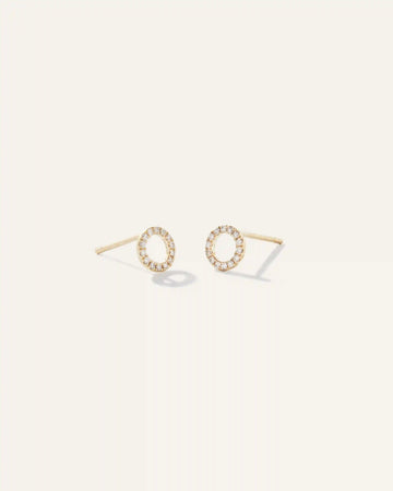 14K Diamond Pave Circle Studs