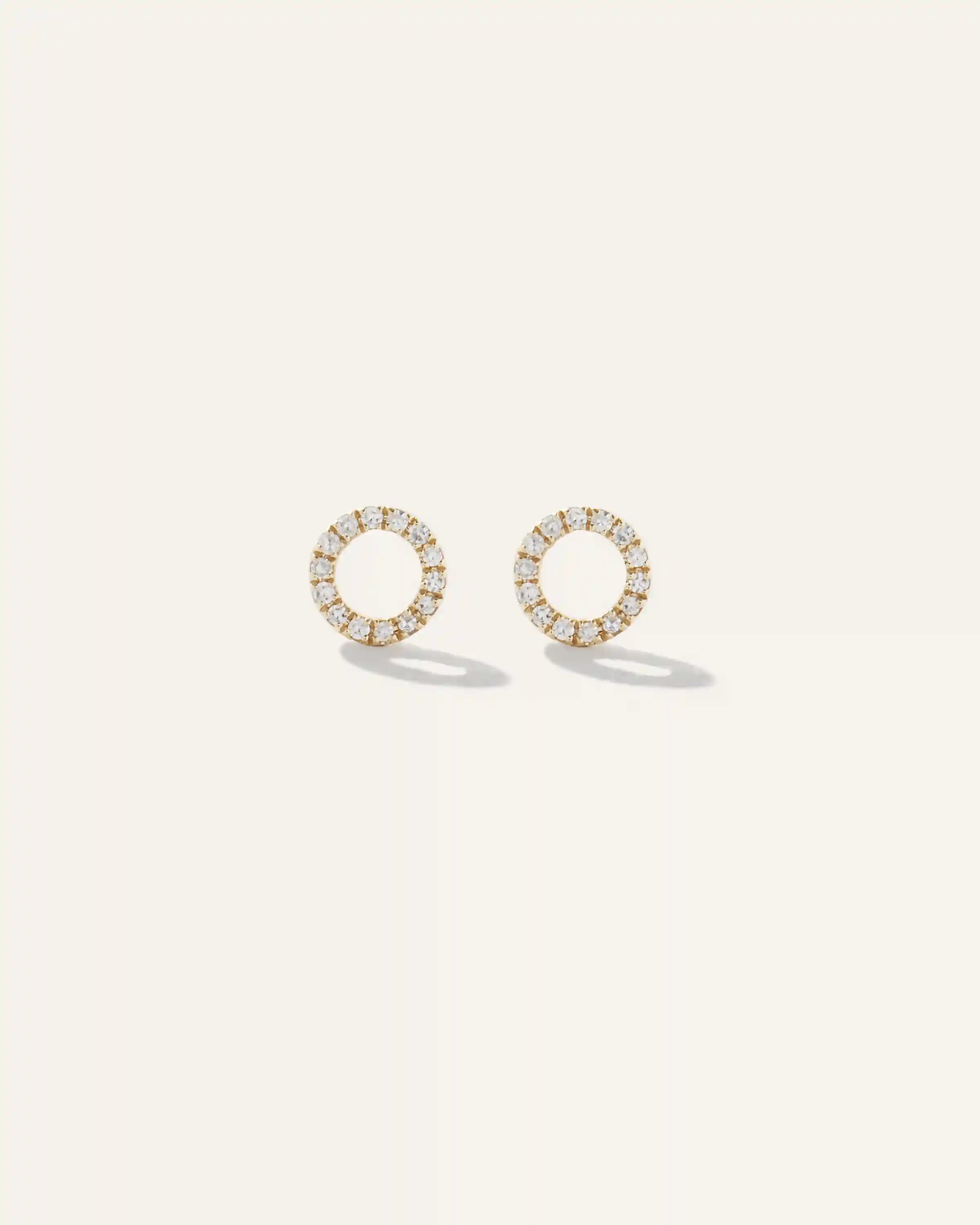 14K Diamond Pave Circle Studs