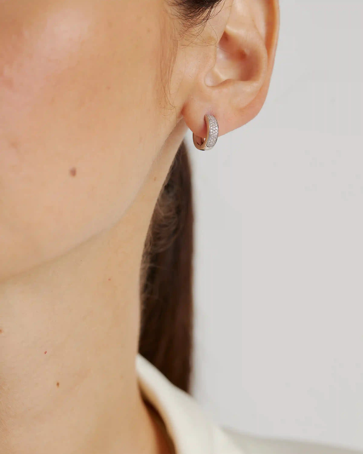 14K Gold Diamond Pave Multirow Huggie Hoops
