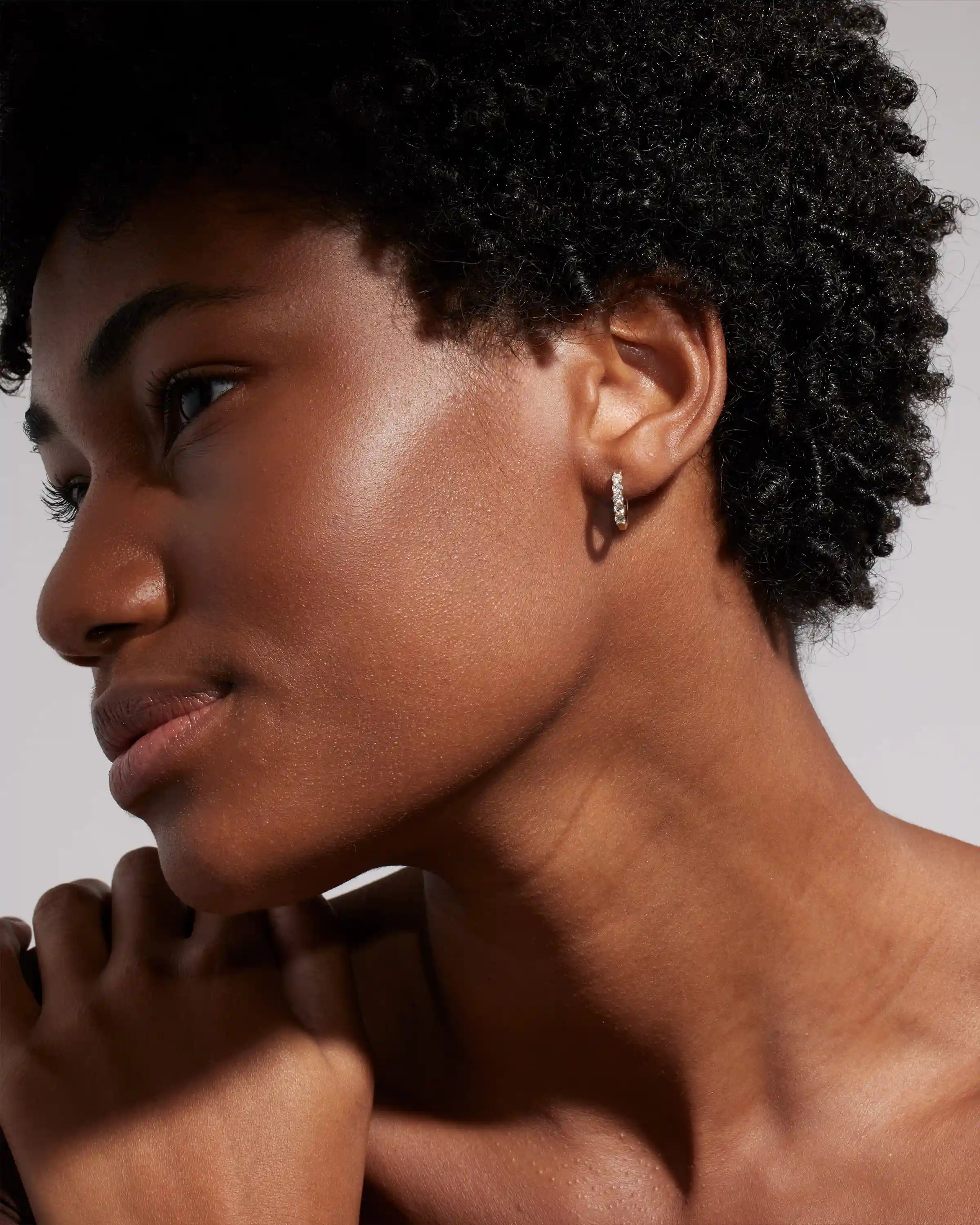 14K Gold Diamond Classic Huggie Hoops