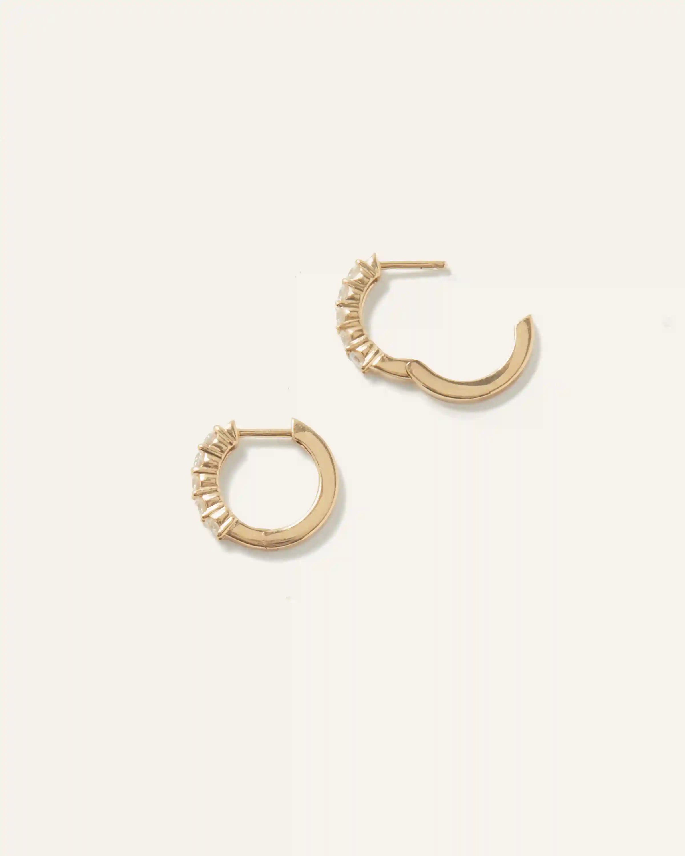 14K Gold Diamond Classic Huggie Hoops