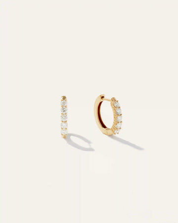 14K Gold Diamond Classic Huggie Hoops