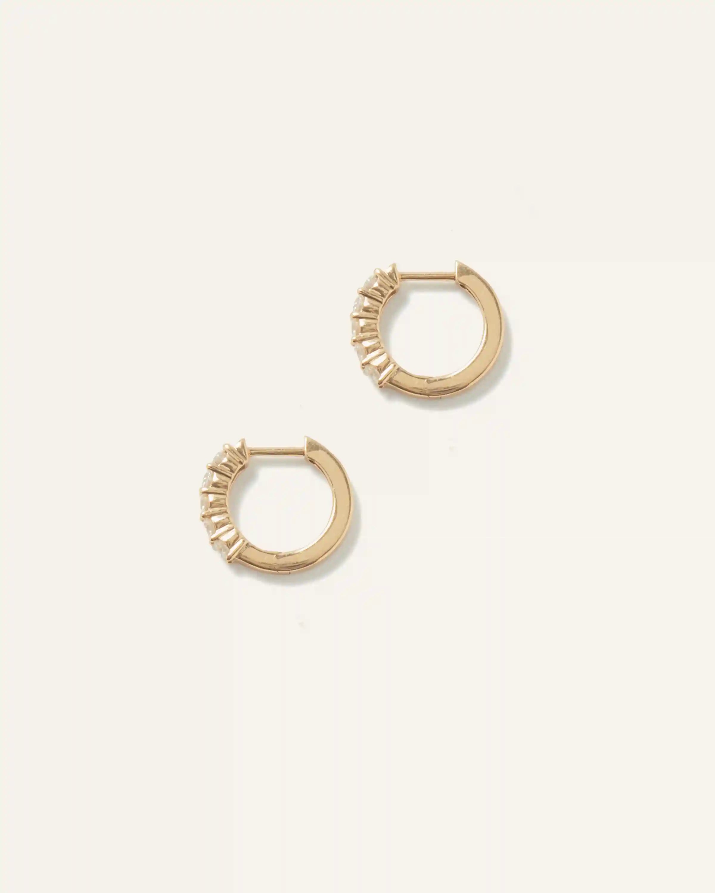 14K Gold Diamond Classic Huggie Hoops