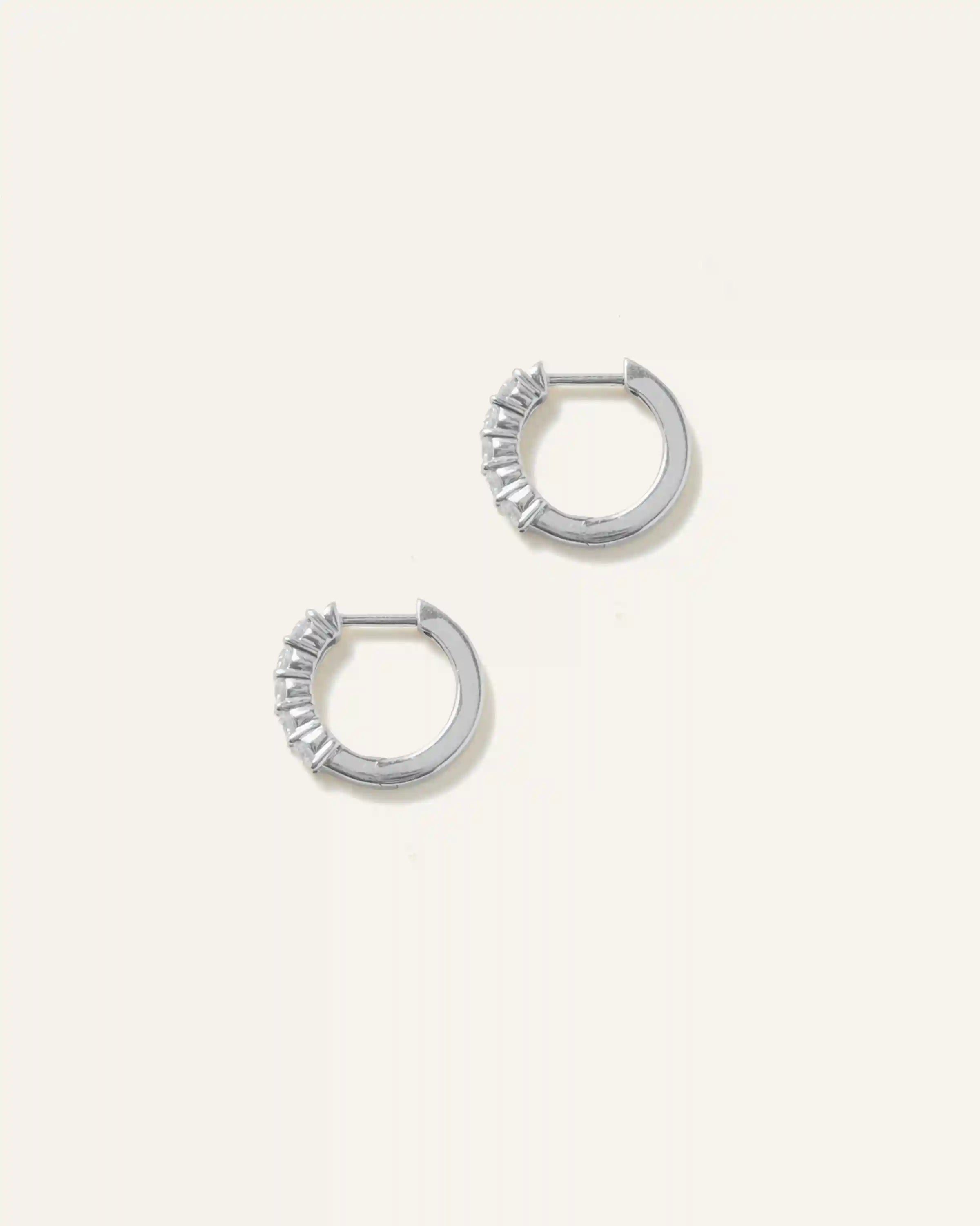 14K Gold Diamond Classic Huggie Hoops