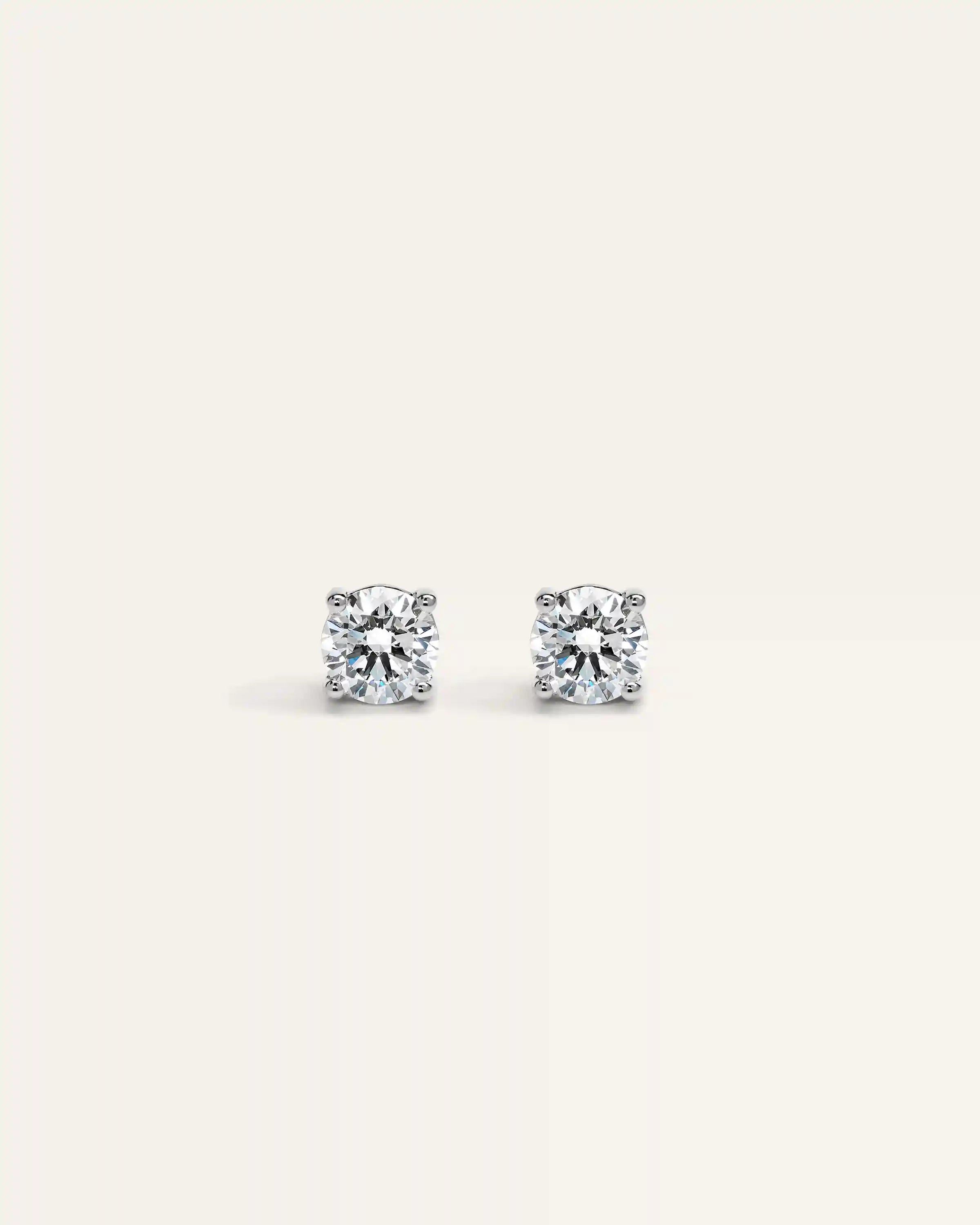 14K Gold Lab Grown Diamond Four-Prong Solitaire Studs - 1ctw