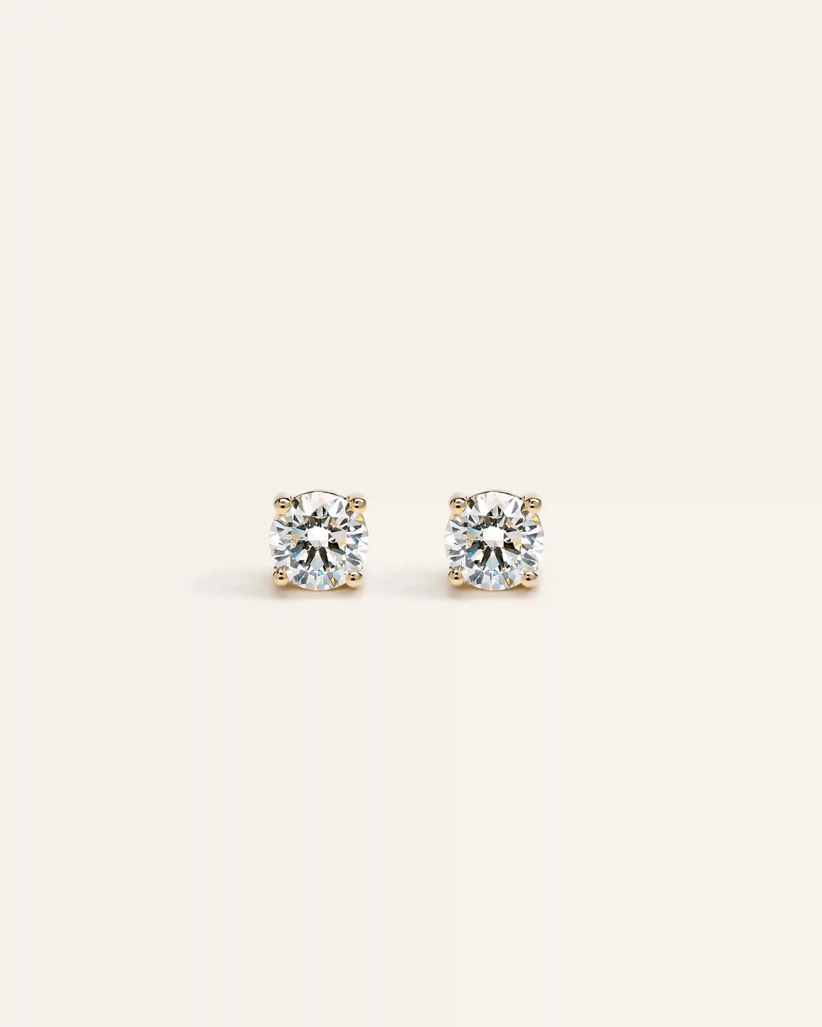 14K Gold Lab Grown Diamond Four-Prong Solitaire Studs - 1ctw