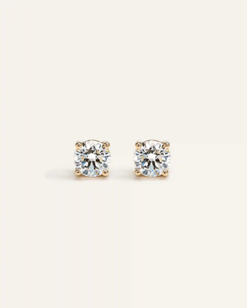 14K Gold Lab Grown Diamond Four-Prong Solitaire Studs - 2ctw