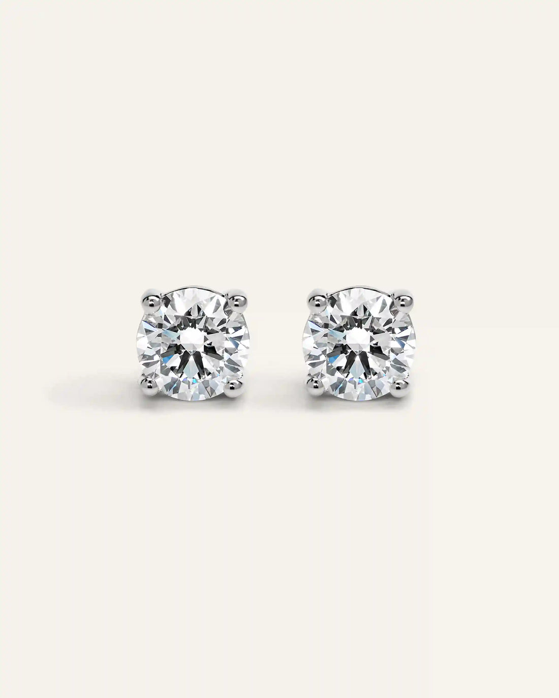 14K Gold Lab Grown Diamond Four-Prong Solitaire Studs - 4ctw