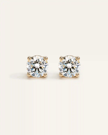 14K Gold Lab Grown Diamond Four-Prong Solitaire Studs - 4ctw