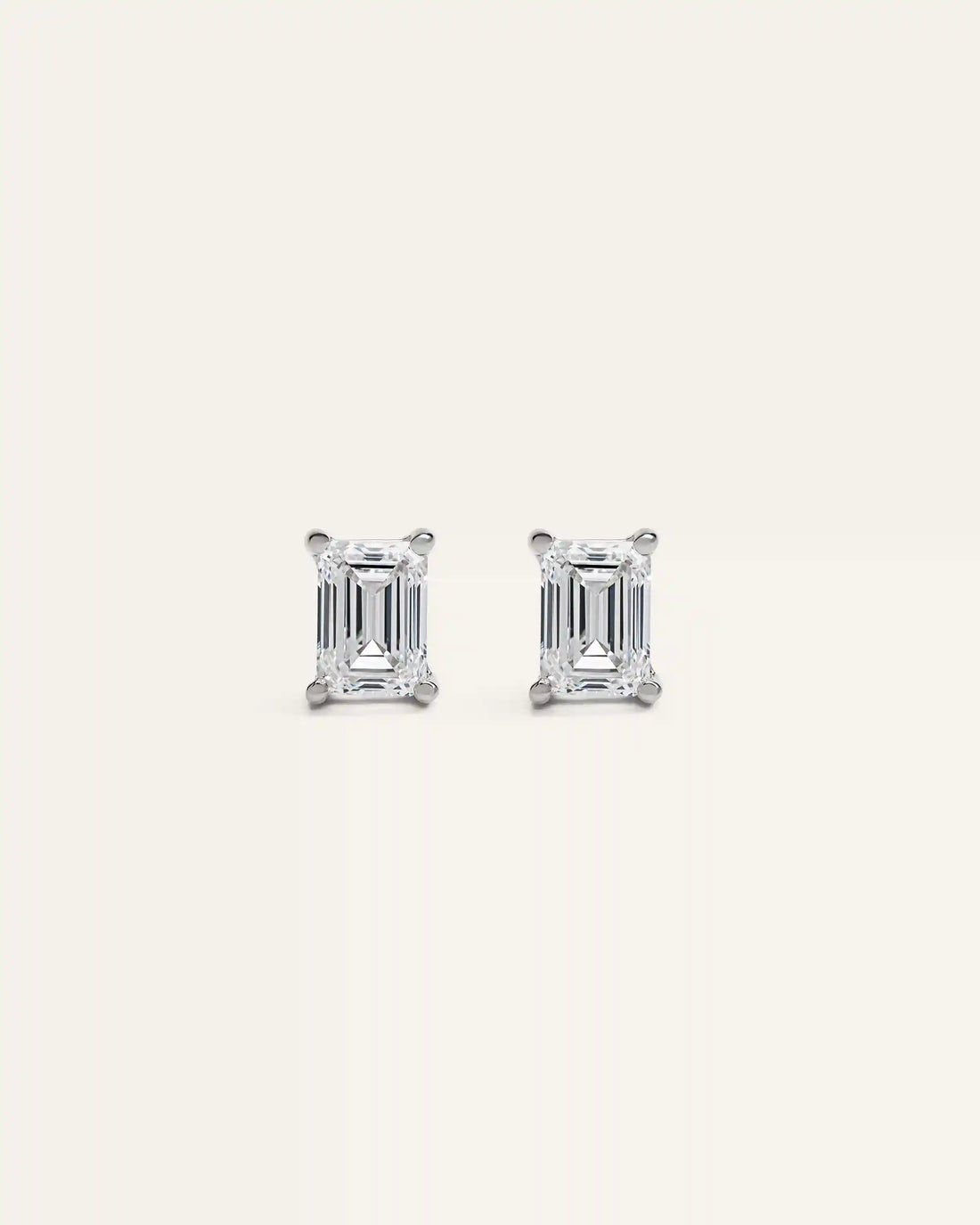 14k Gold Lab Grown Diamond Emerald Solitaire Studs - 2ctw