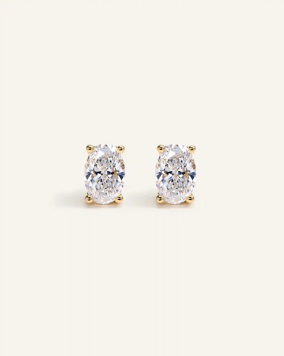 14K Gold Lab Grown Diamond Oval Solitaire Studs - 2ctw