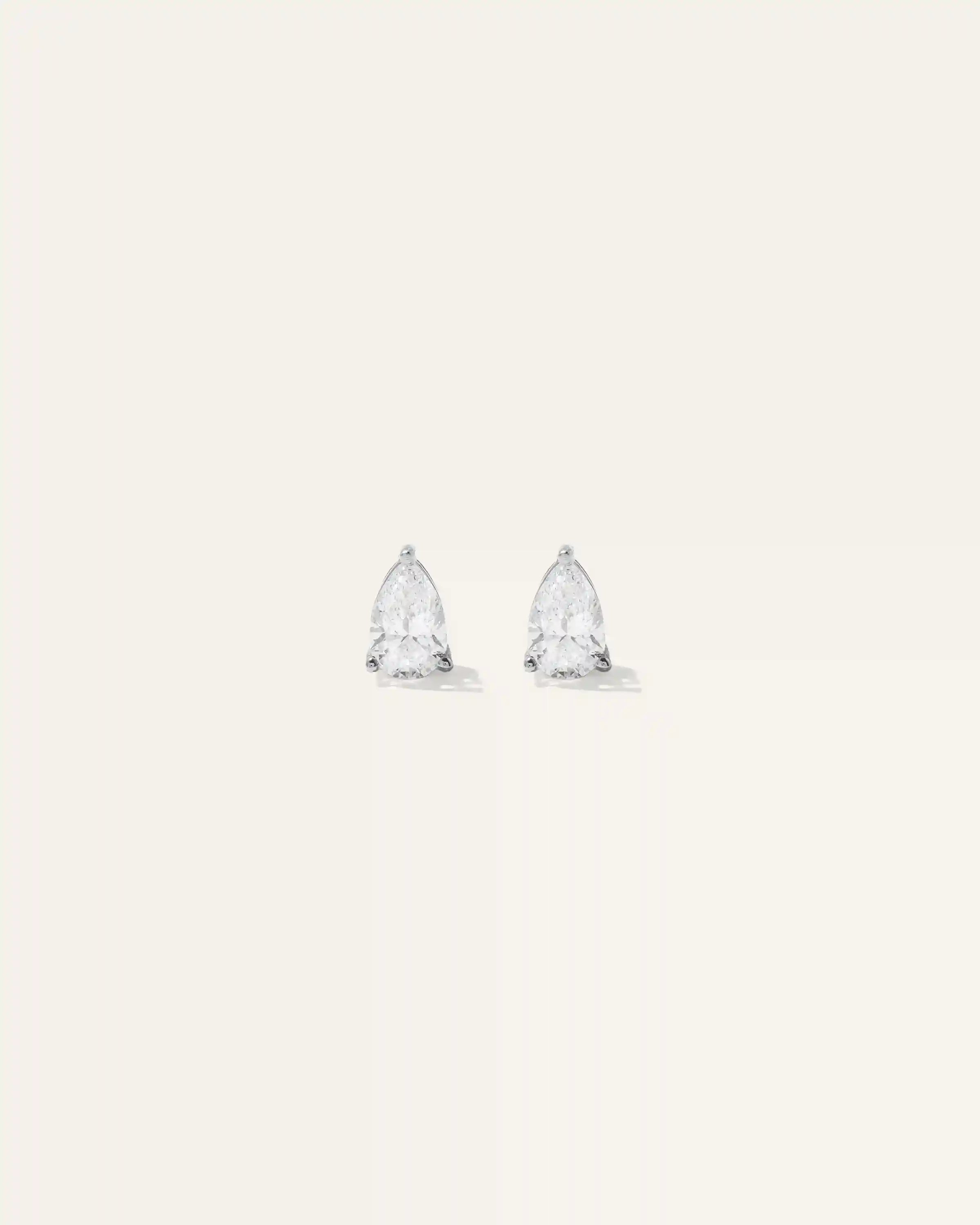 14k Gold Lab Grown Diamond Pear Solitaire Studs - 1ctw