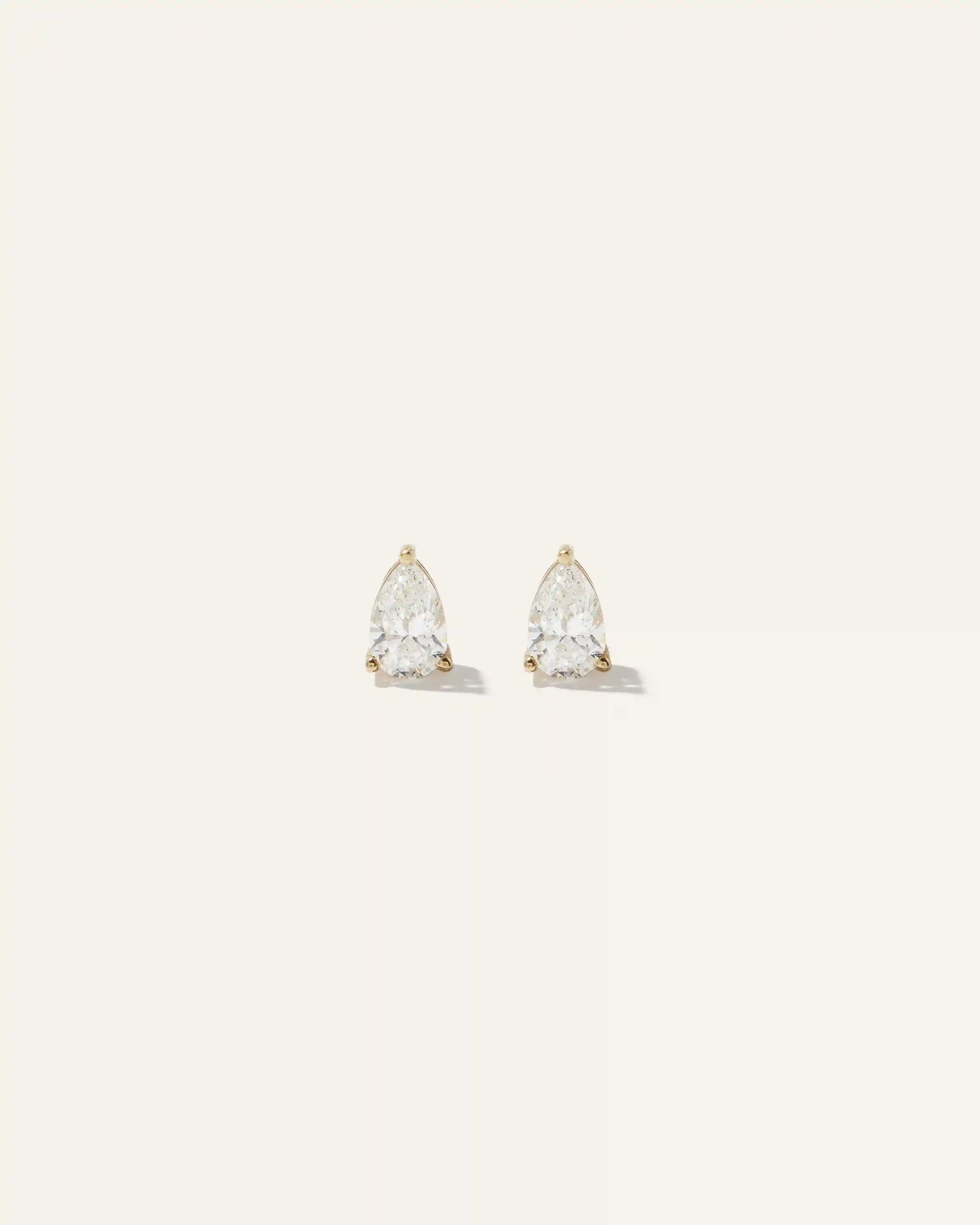 14k Gold Lab Grown Diamond Pear Solitaire Studs - 1ctw