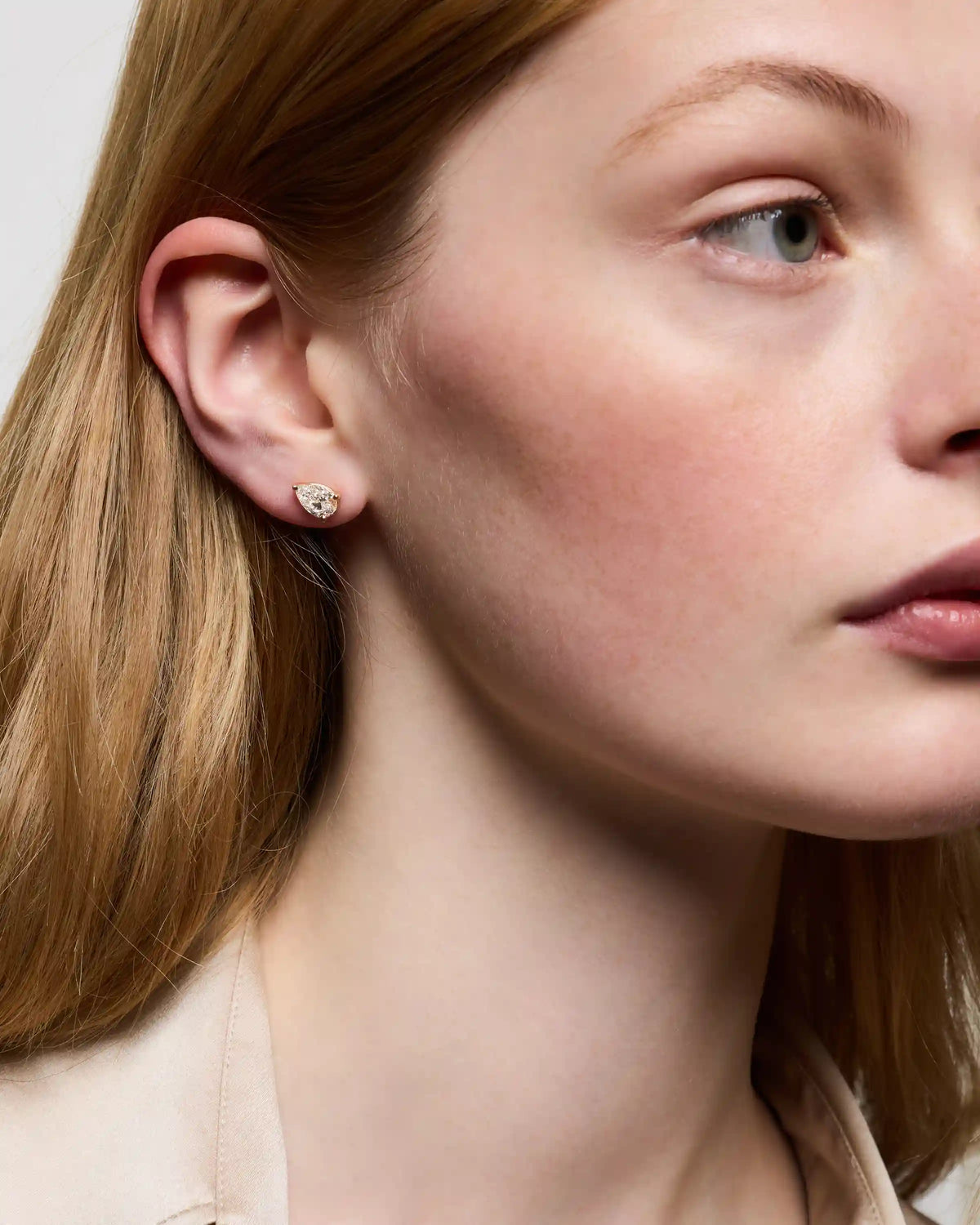 14k Gold Lab Grown Diamond Pear Solitaire Studs - 2ctw