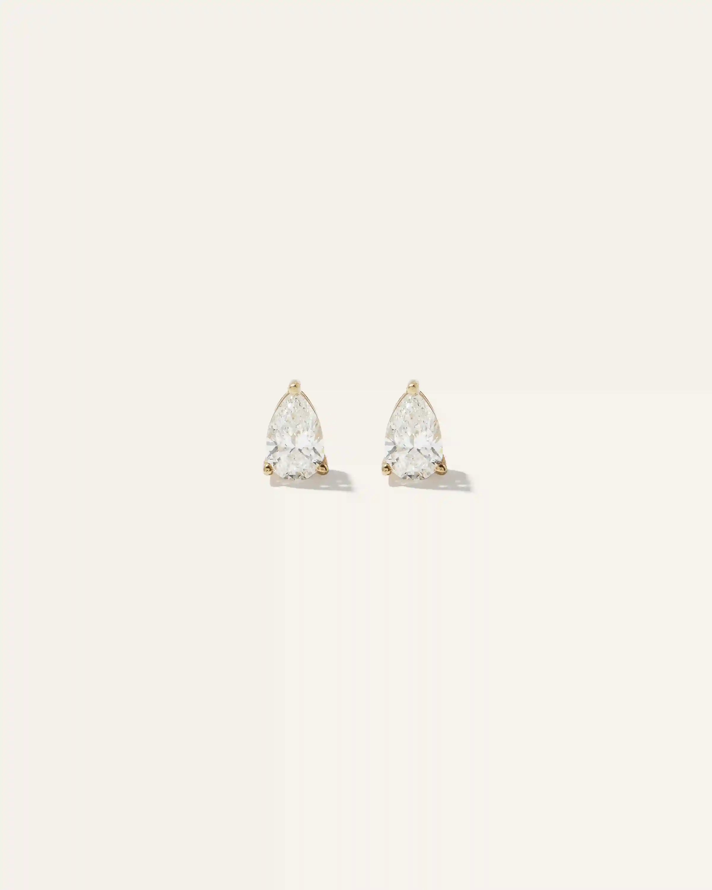 14k Gold Lab Grown Diamond Pear Solitaire Studs - 2ctw