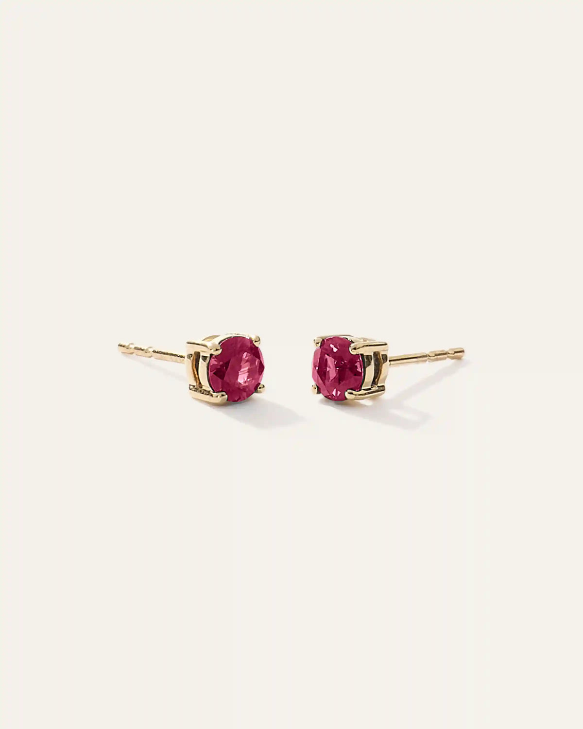 14K Gold Gemstone Solitaire Studs