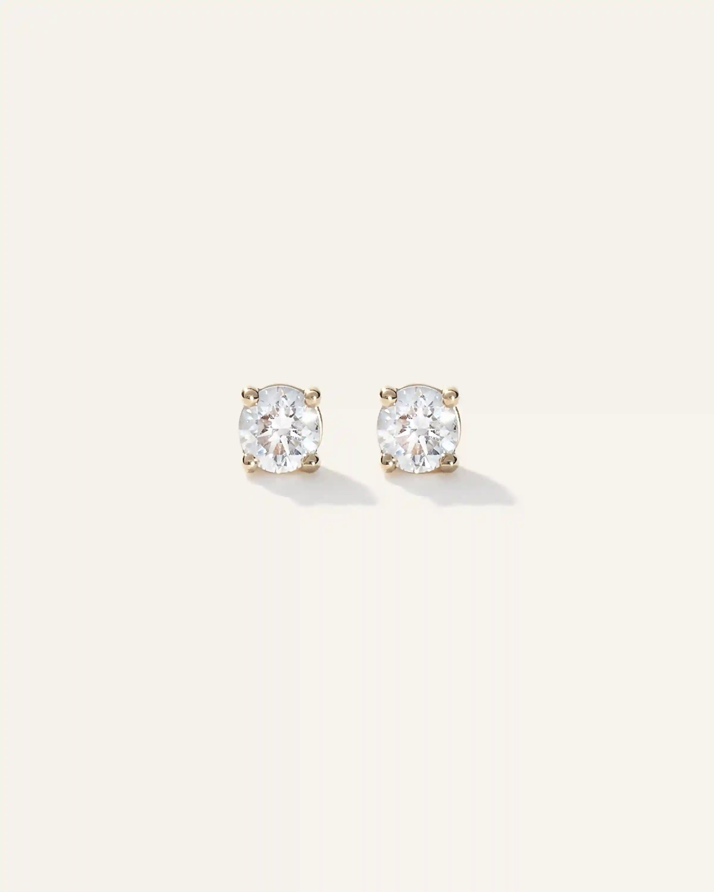 14k Gold Natural Diamond Solitaire Studs - 0.25ctw