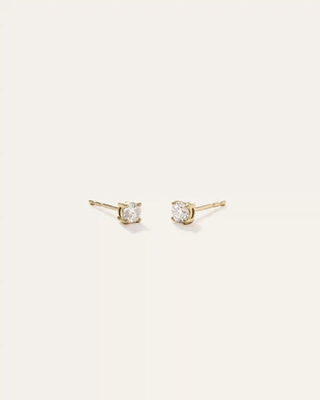 14k Gold Natural Diamond Solitaire Studs - 0.25ctw