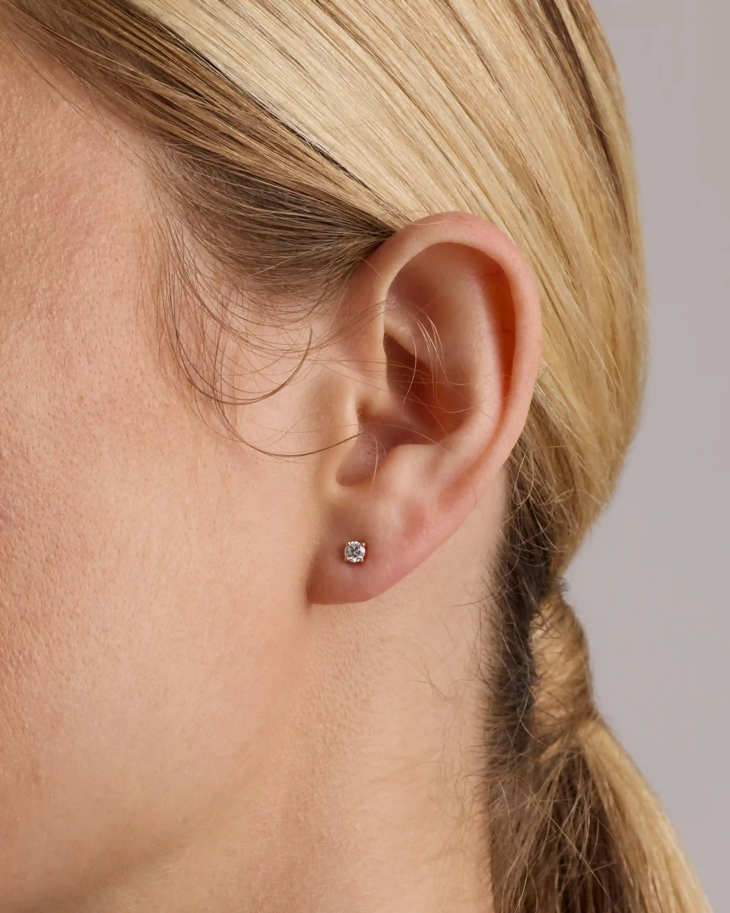 14k Gold Natural Diamond Solitaire Studs - 0.25ctw