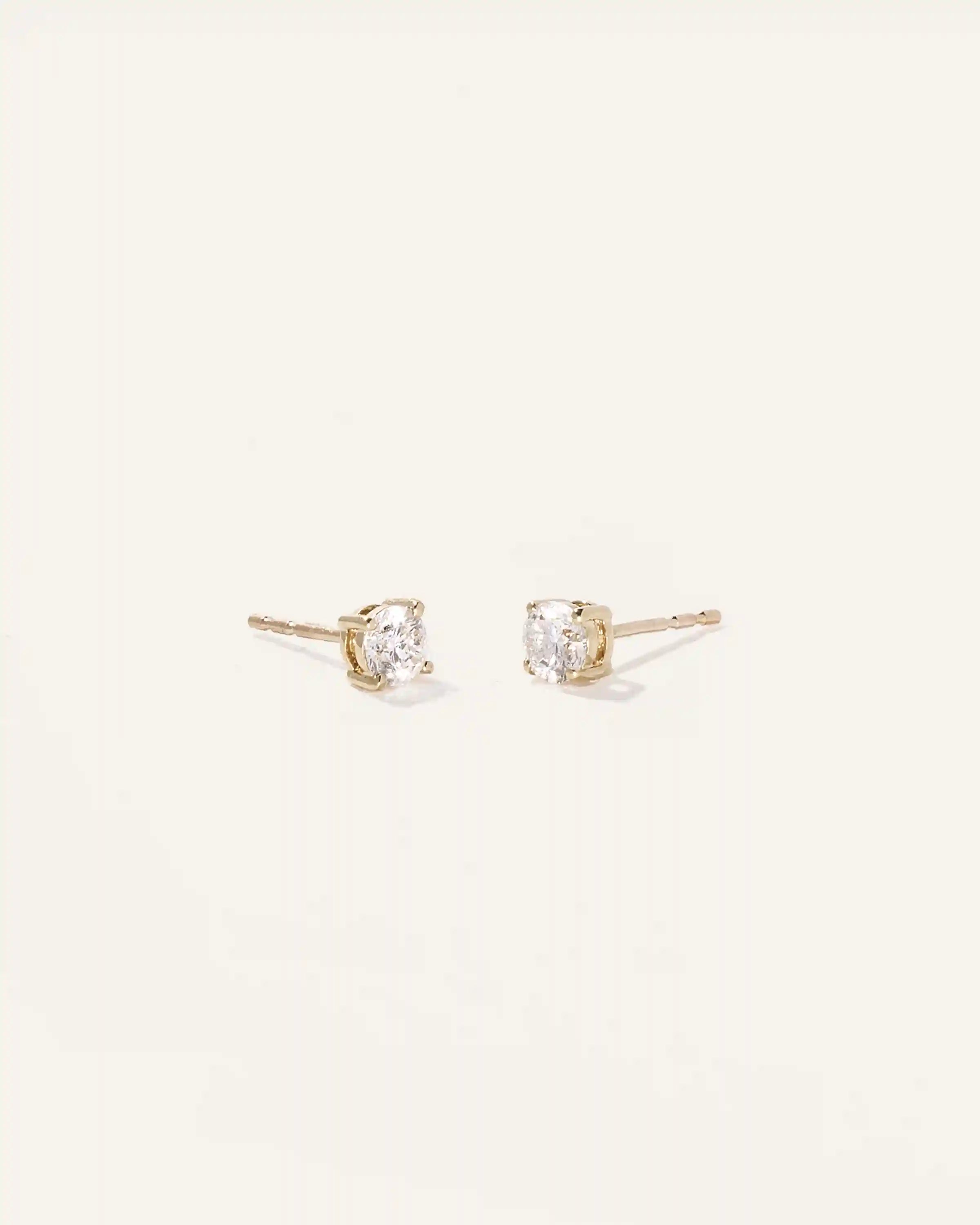 14k Gold Natural Diamond Solitaire Studs - 0.50ctw