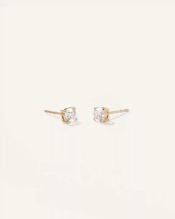 14k Gold Natural Diamond Solitaire Studs - 0.50ctw