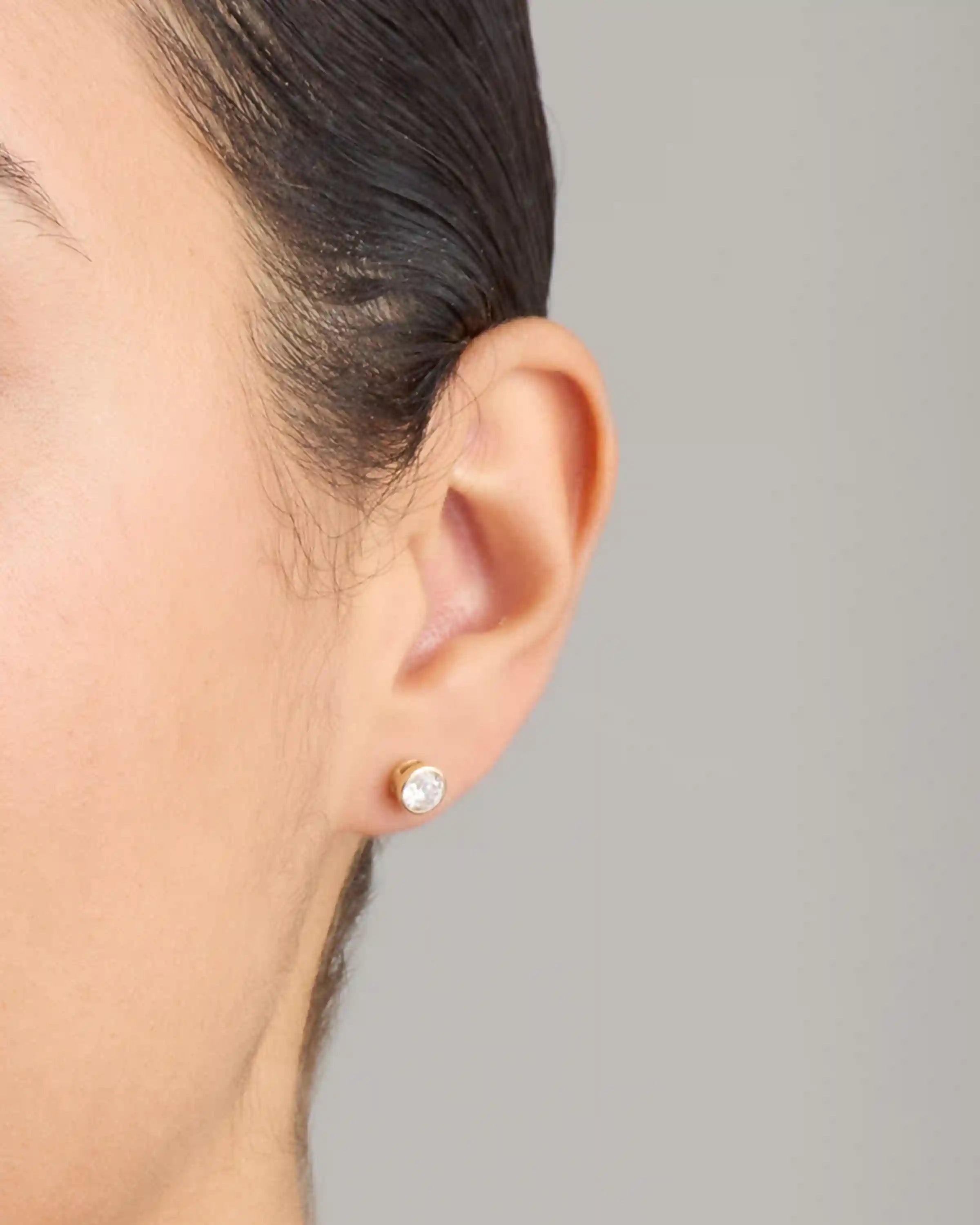 14k Gold Lab Grown Diamond Bezel Studs - 1ctw