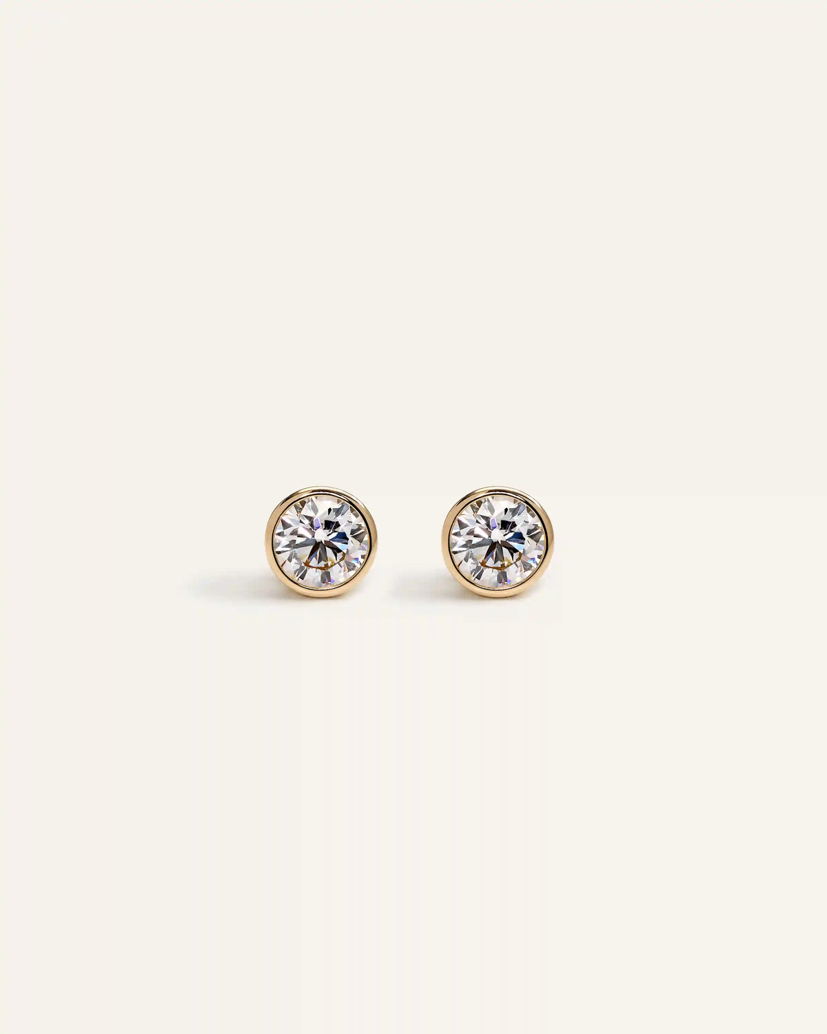 14k Gold Lab Grown Diamond Bezel Studs - 1ctw