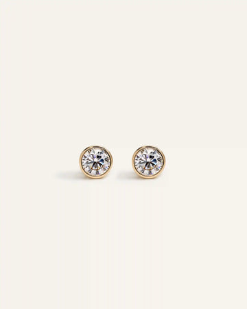 14k Gold Lab Grown Diamond Bezel Studs - 1ctw