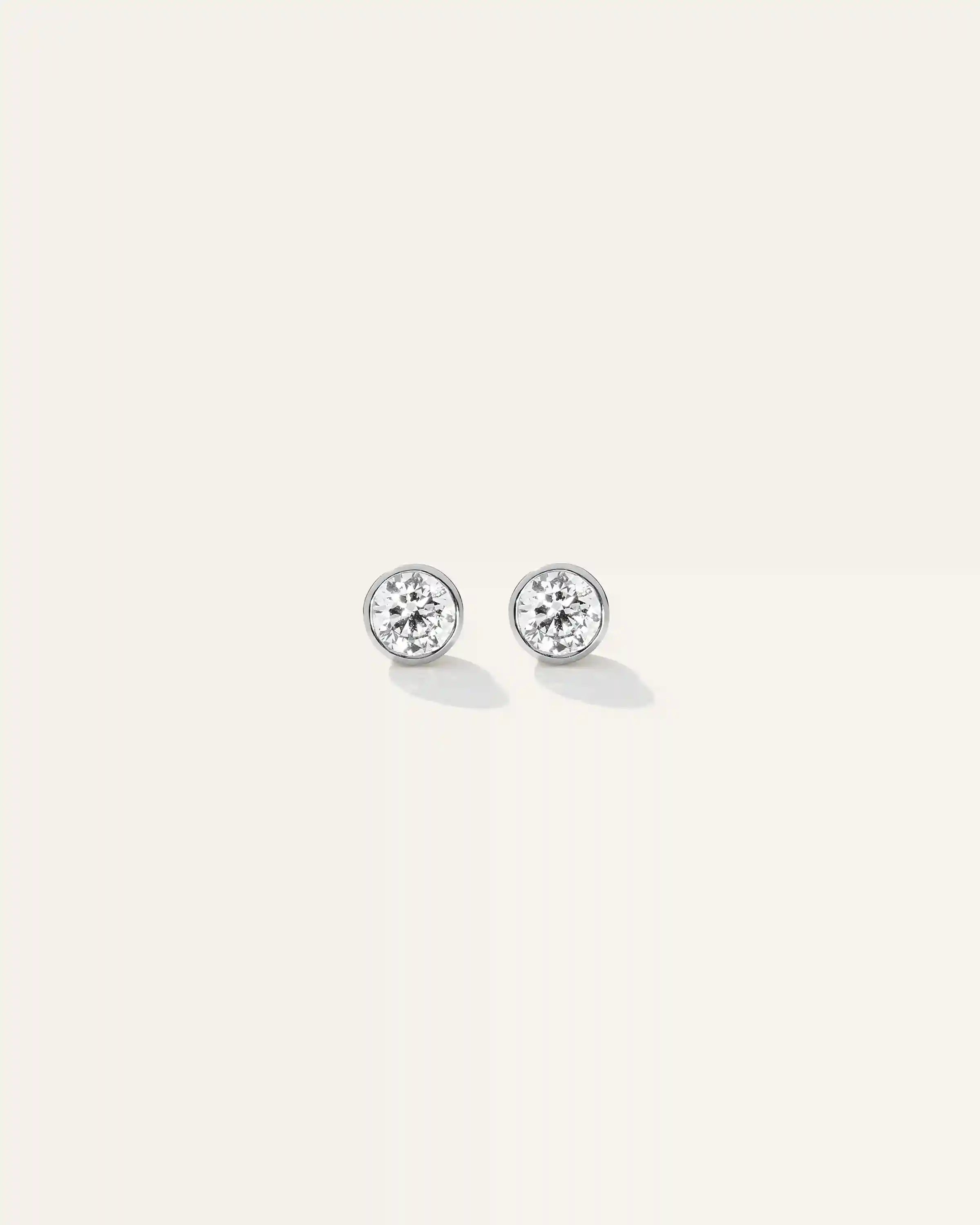 14k Gold Lab Grown Diamond Bezel Studs - 1ctw