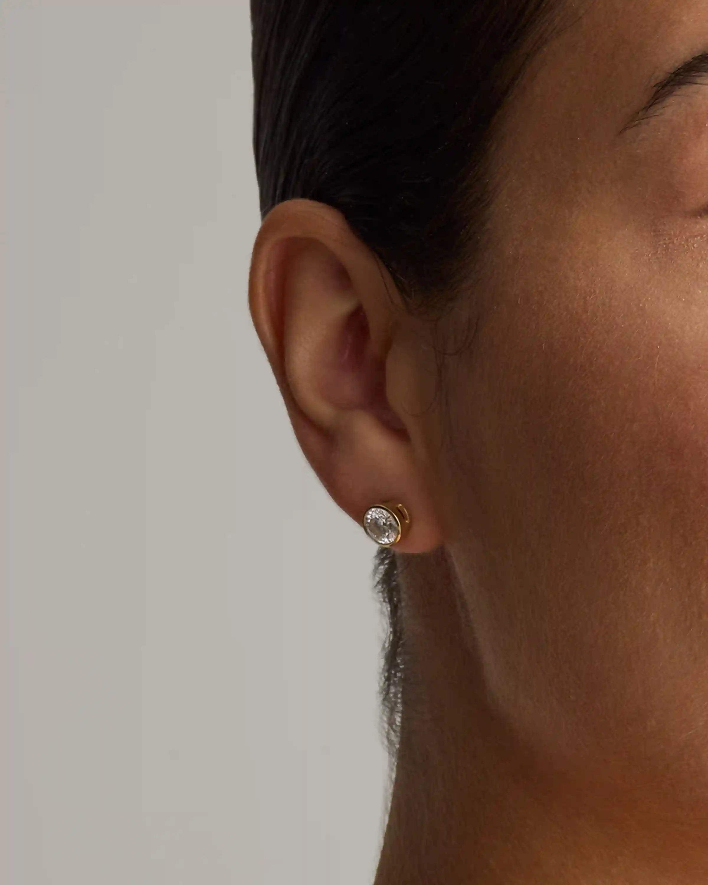 14K Gold Lab Grown Diamond Bezel Studs  - 2ctw