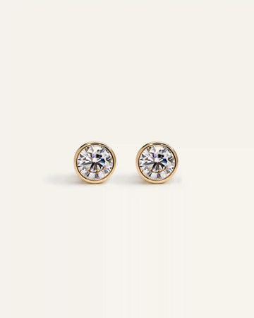 14K Gold Lab Grown Diamond Bezel Studs  - 2ctw