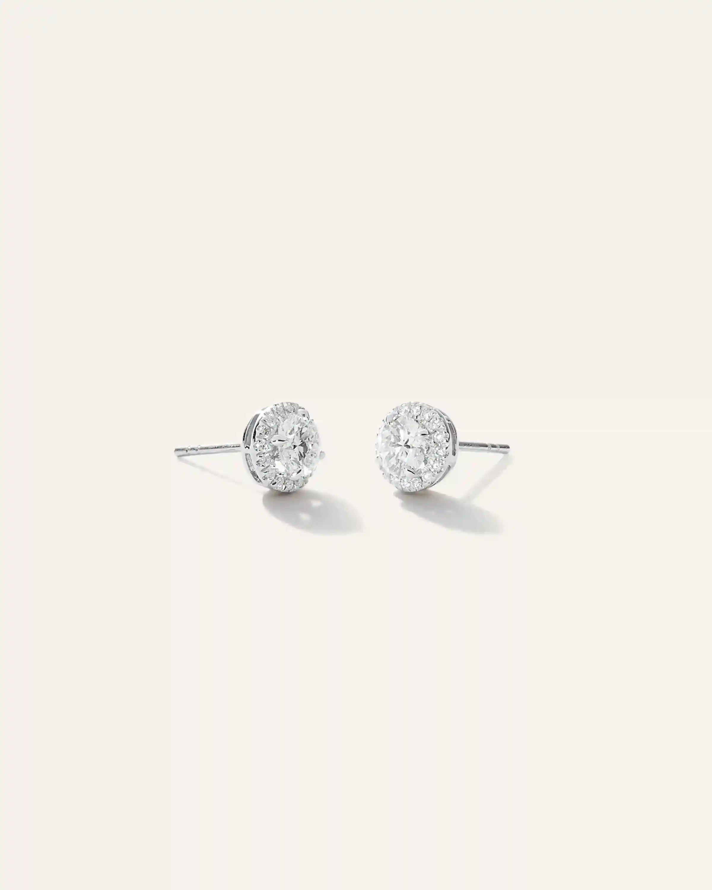 14K Gold Lab Grown Diamond Halo Studs - 1ctw