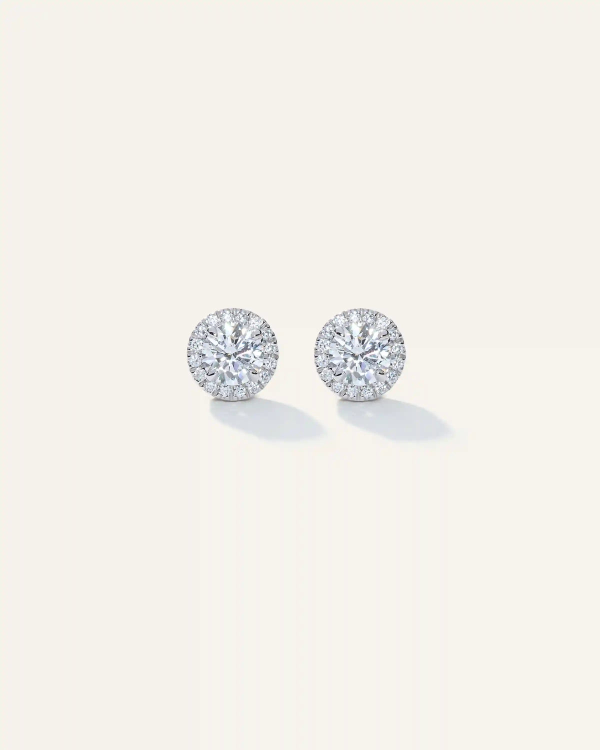 14K Gold Lab Grown Diamond Halo Studs - 1ctw