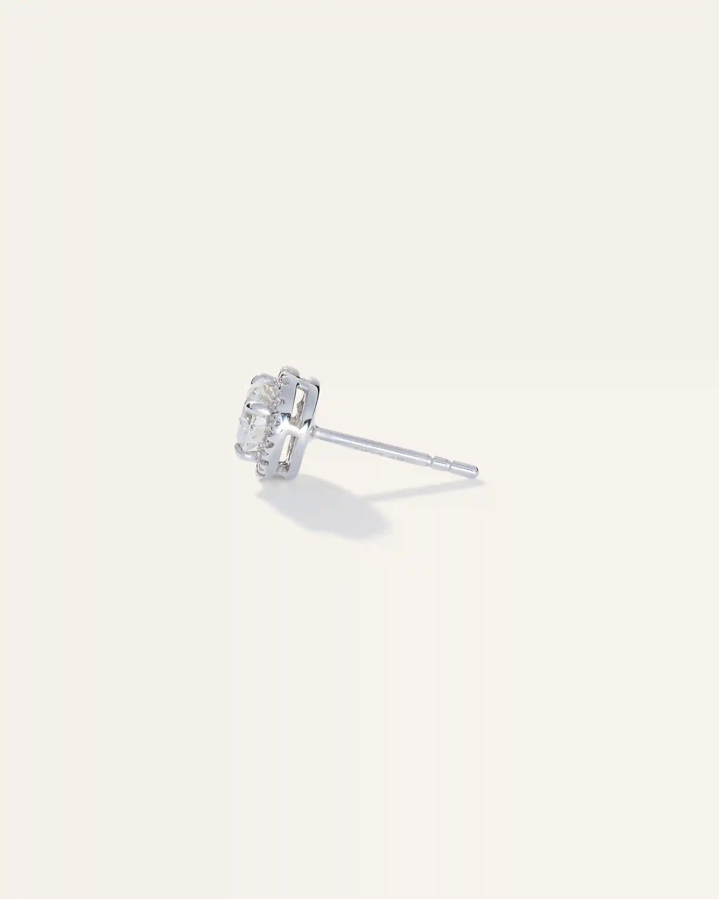 14K Gold Lab Grown Diamond Halo Studs - 1ctw