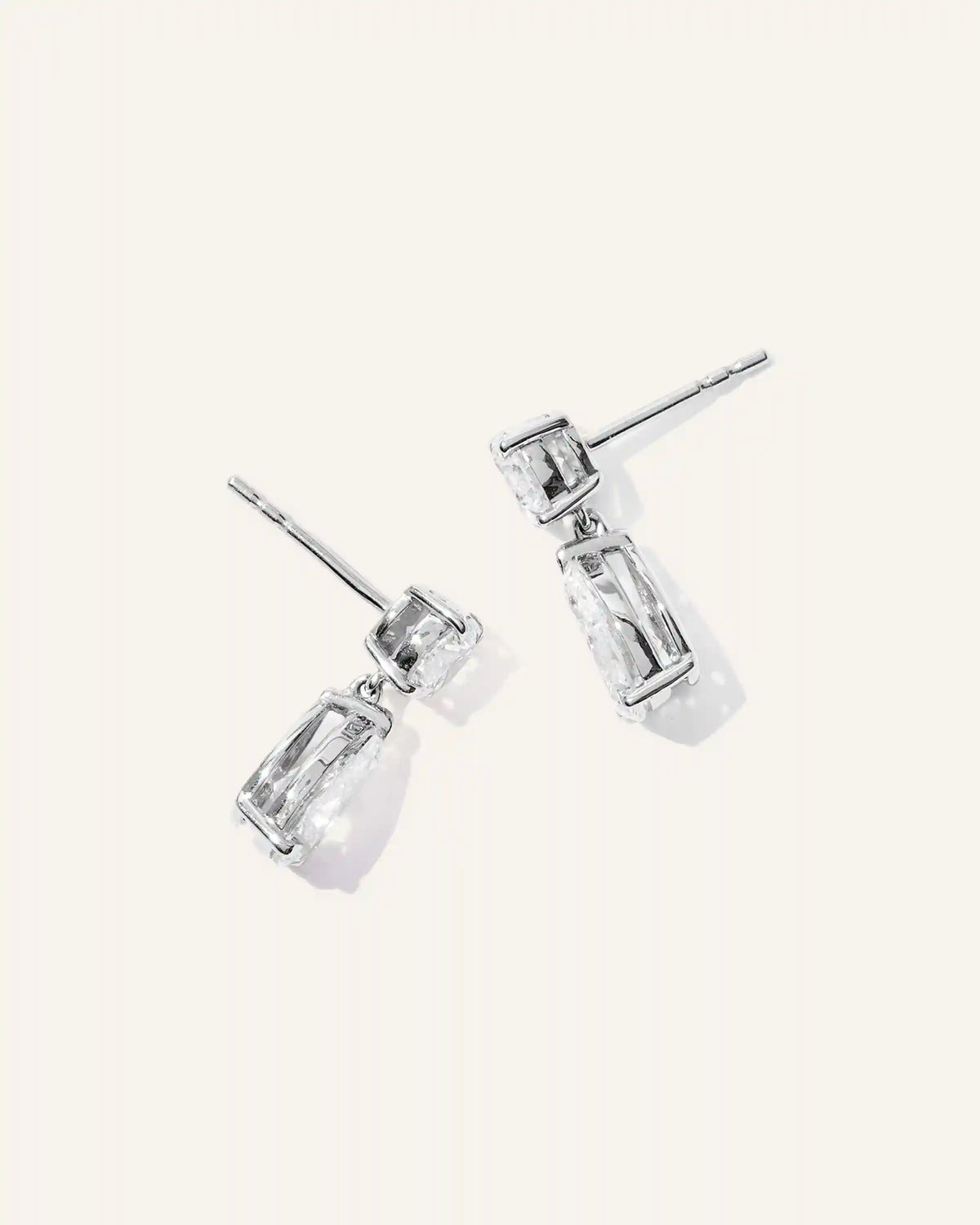 14K Gold Lab Grown Diamond Round & Pear Drop Earrings