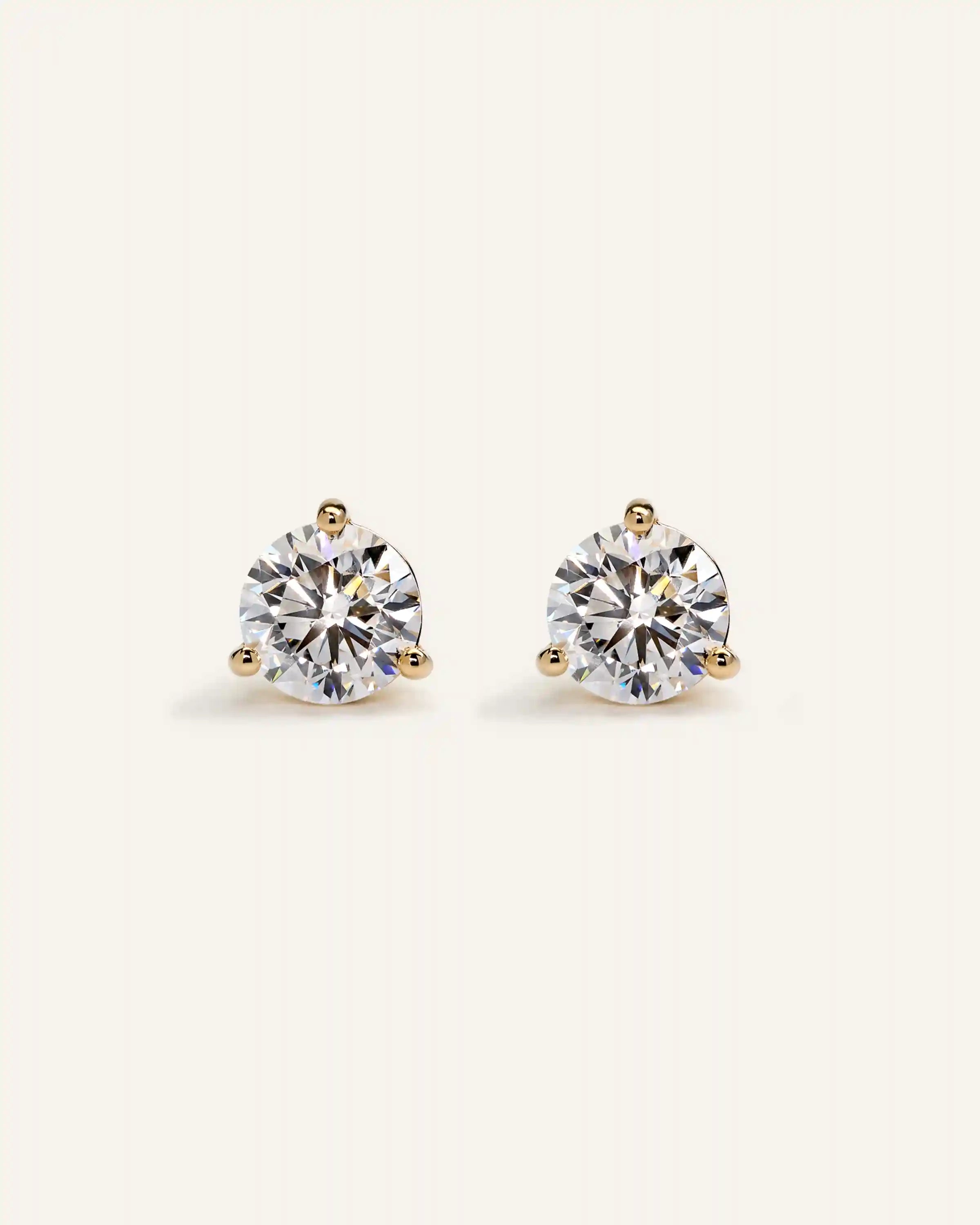 14K Gold Lab Grown Diamond Martini Studs - 3ctw