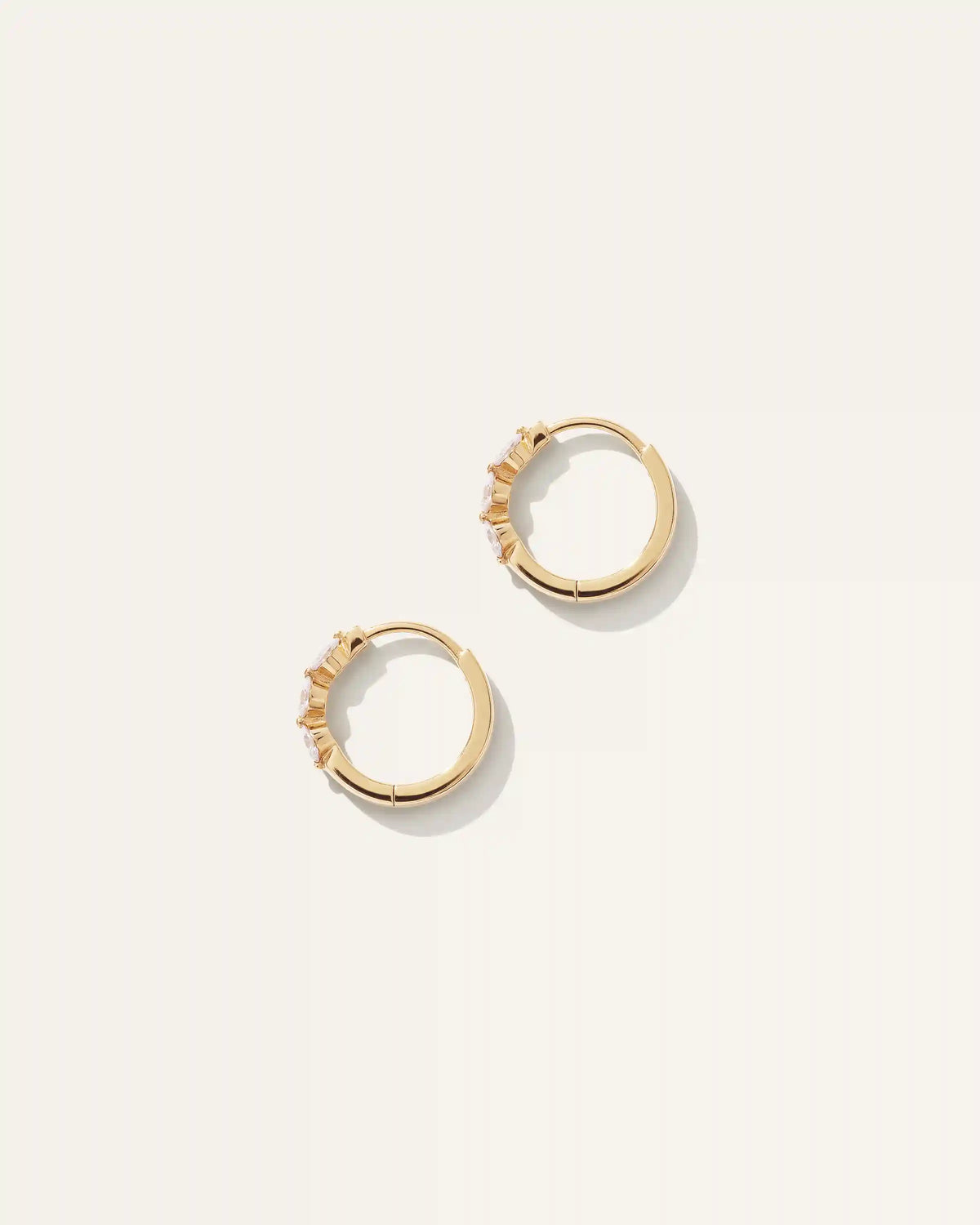 14K Gold Lab Grown Diamond Shared Prong Huggie