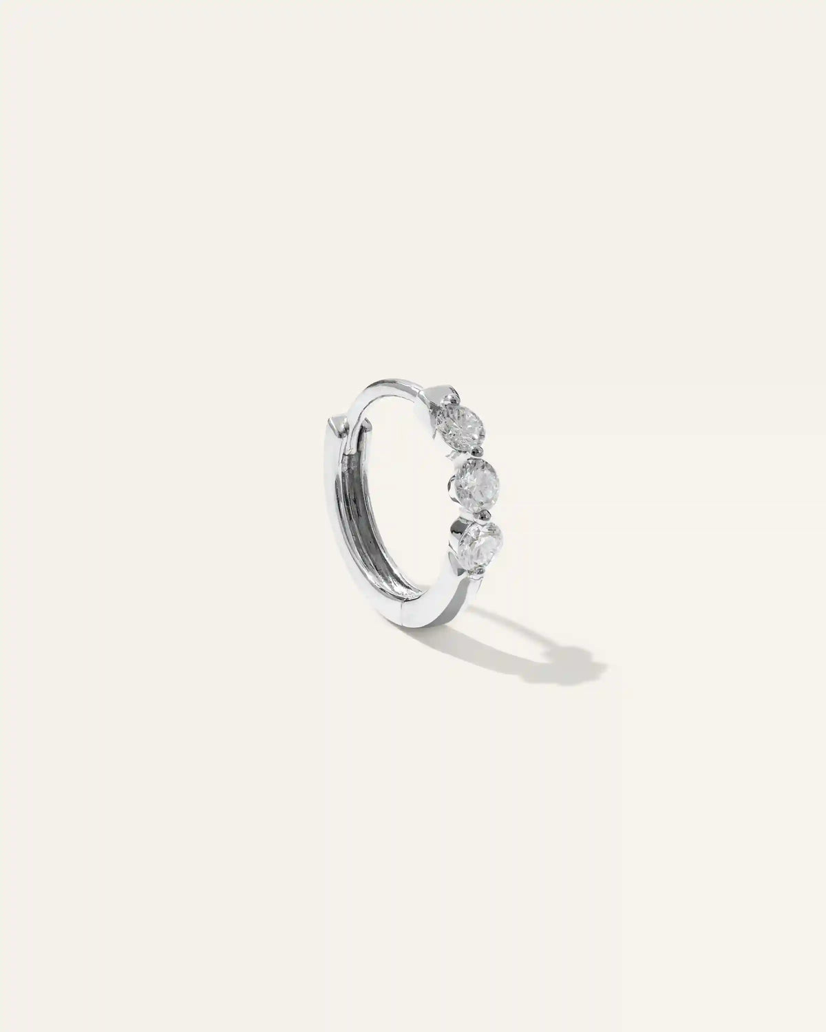 14K Gold Lab Grown Diamond Shared Prong Huggie