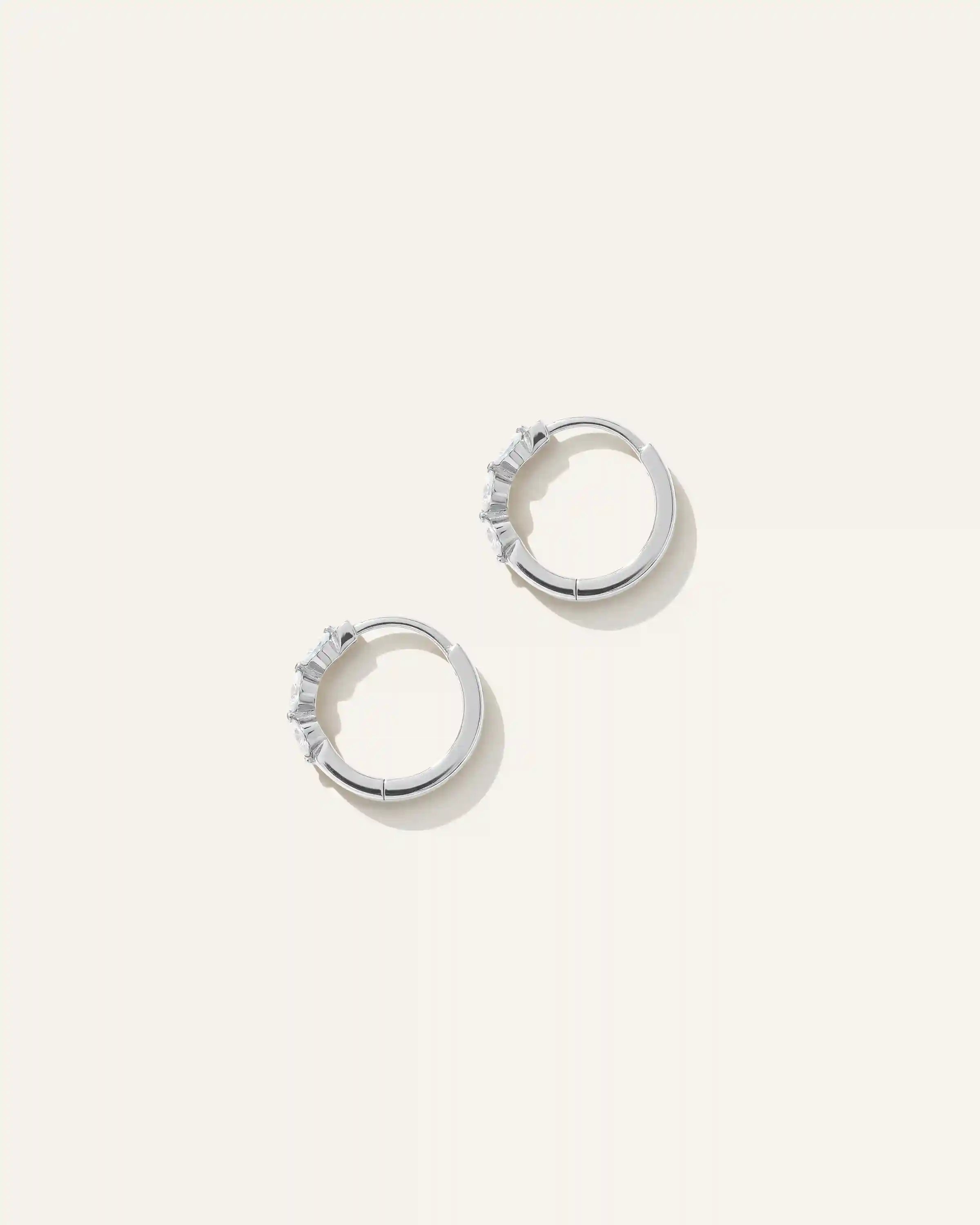 14K Gold Lab Grown Diamond Shared Prong Huggie