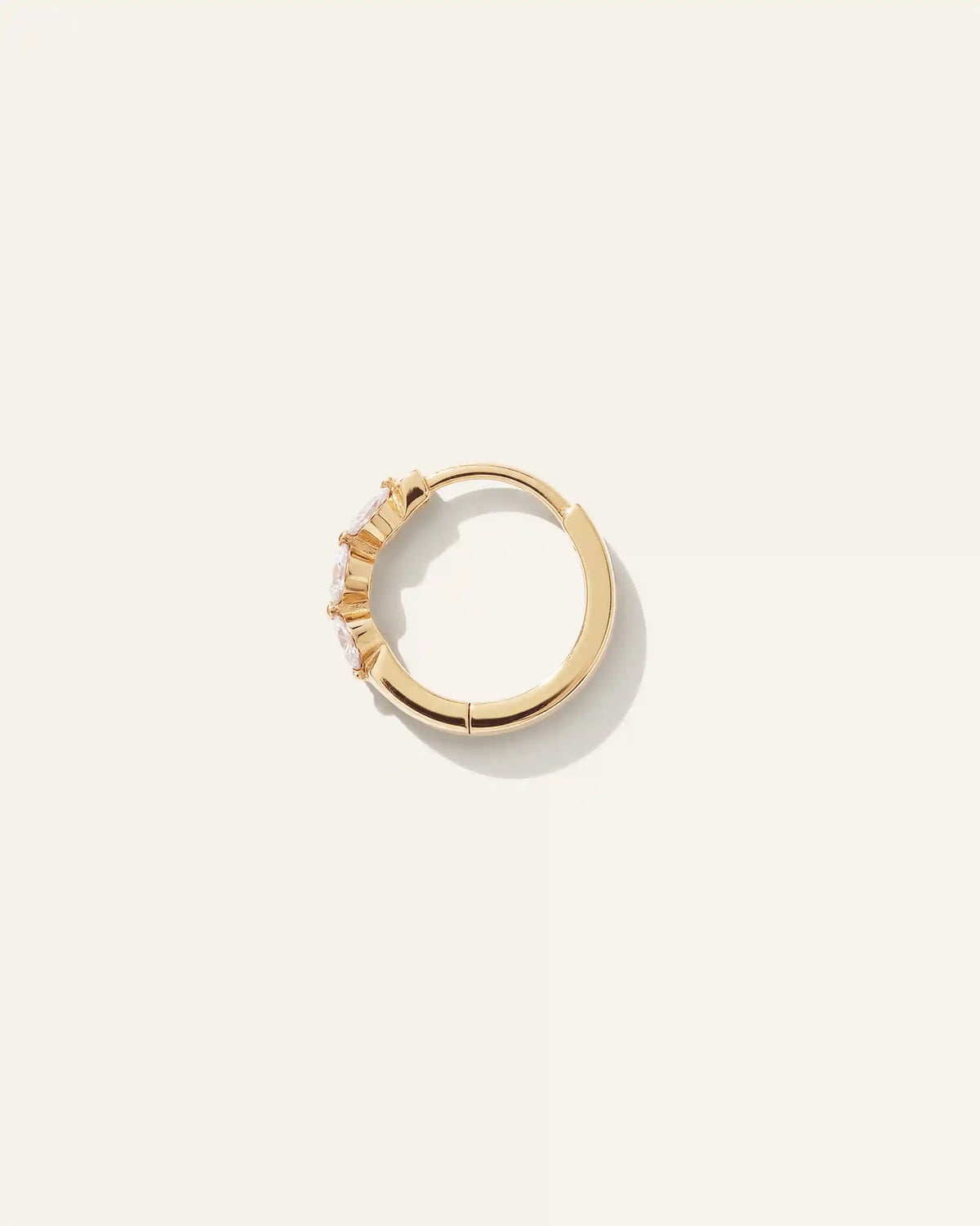 14K Gold Lab Grown Diamond Shared Prong Huggie