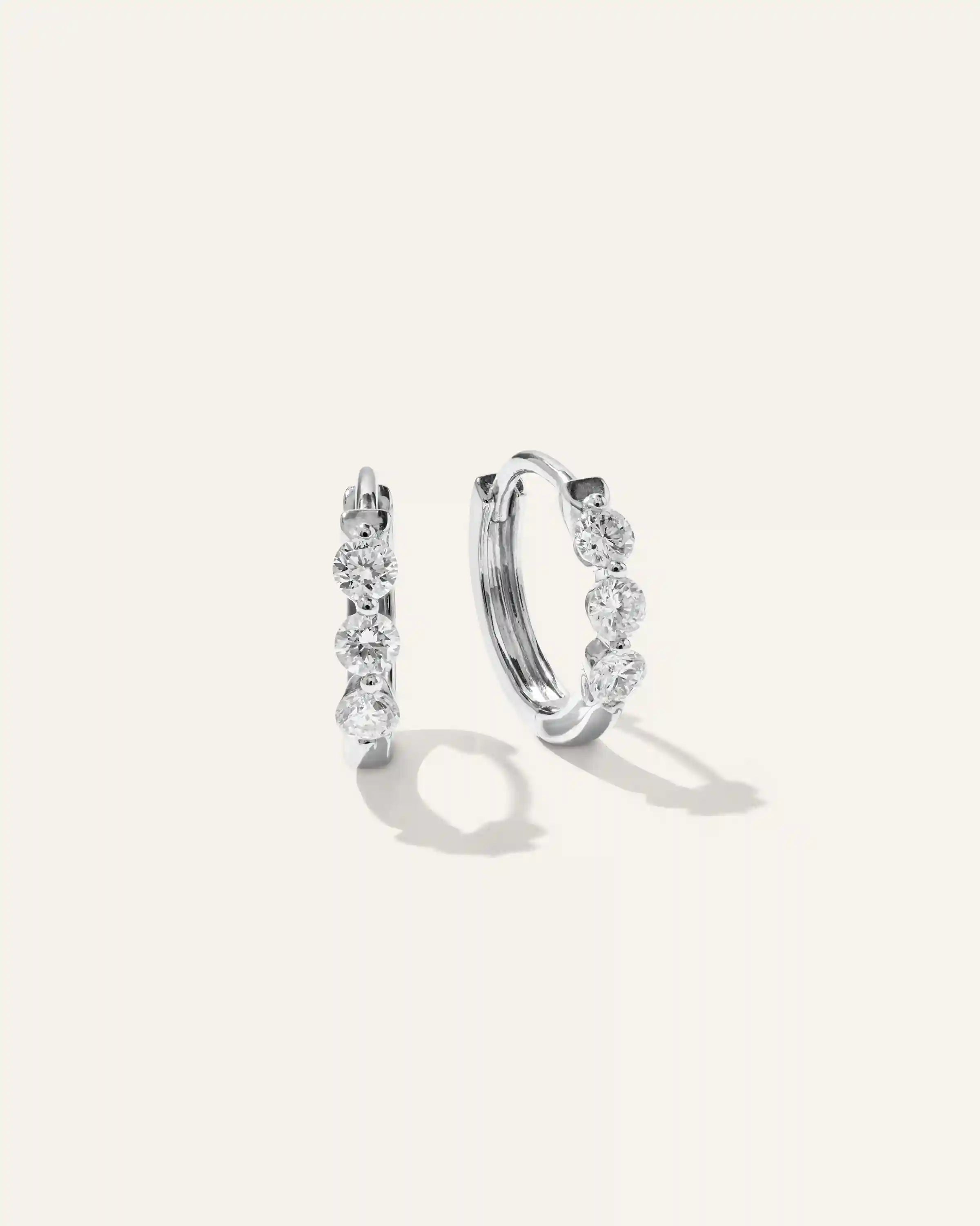 14K Gold Lab Grown Diamond Shared Prong Huggie