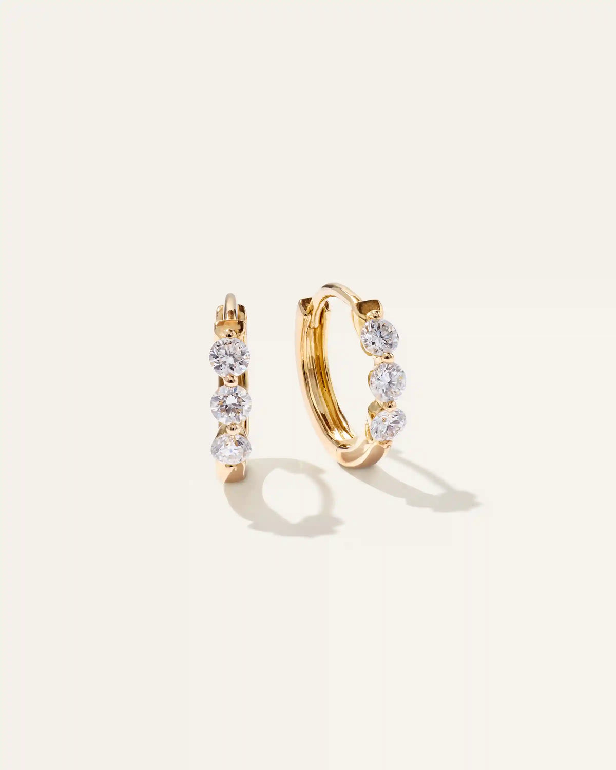 14K Gold Lab Grown Diamond Shared Prong Huggie