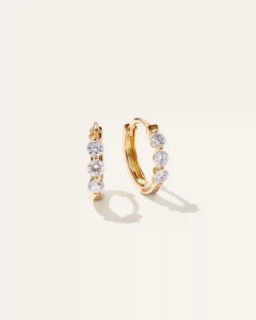 14K Gold Lab Grown Diamond Shared Prong Huggie