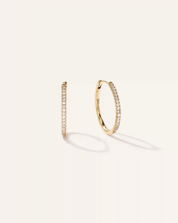 14K Gold Diamond Pave Hoops