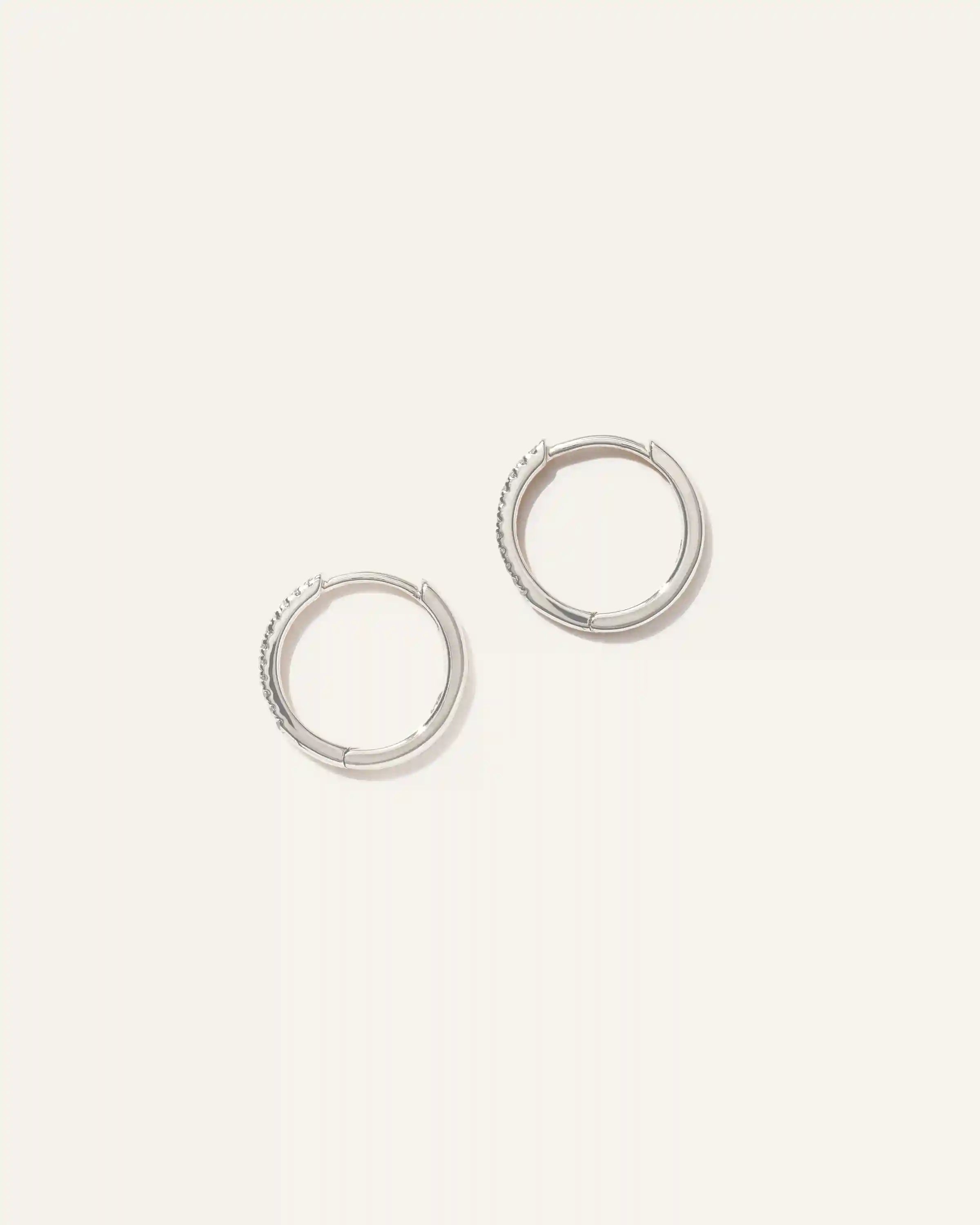 14K Gold Diamond Pave Hoops