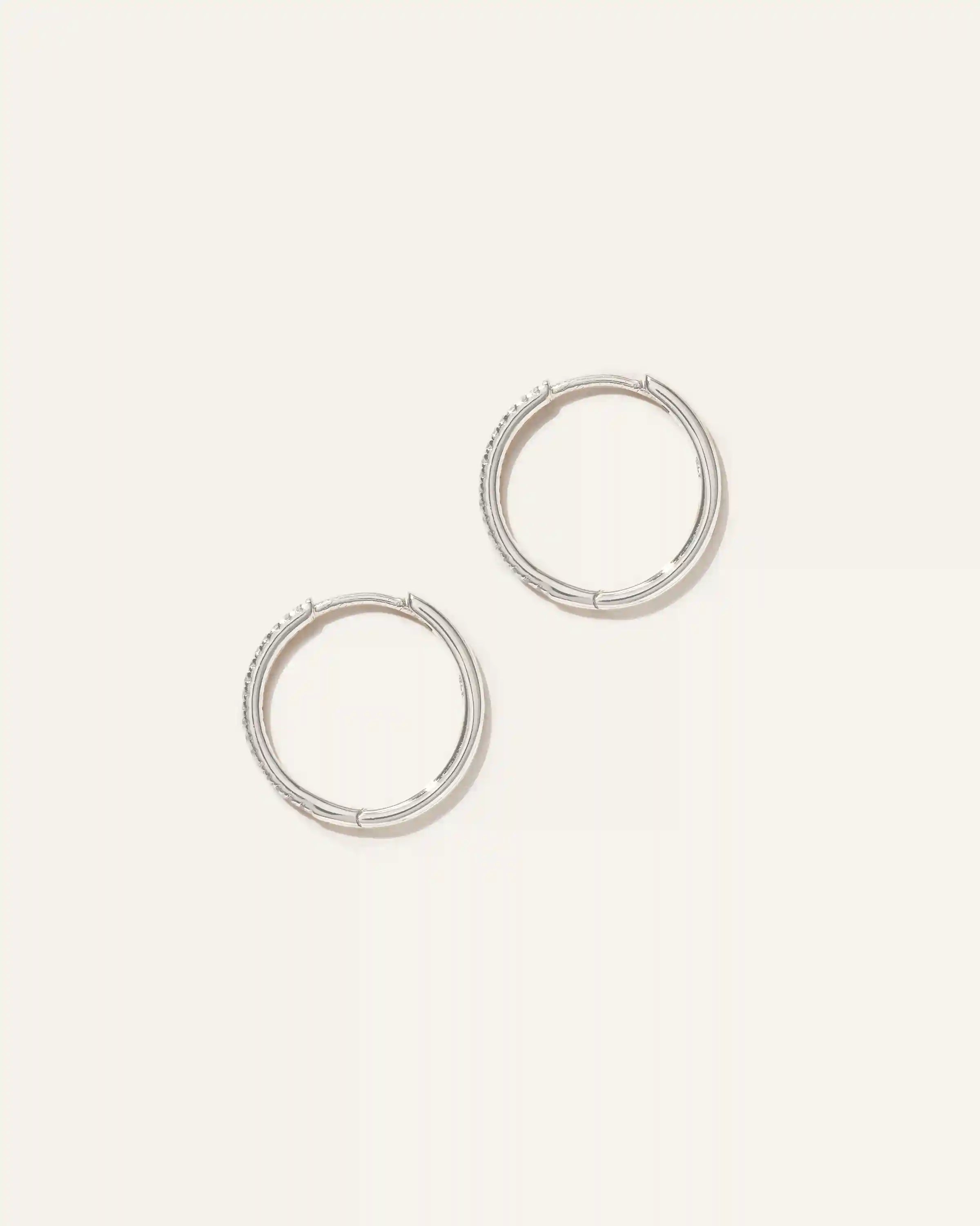 14K Gold Diamond Pave Hoops