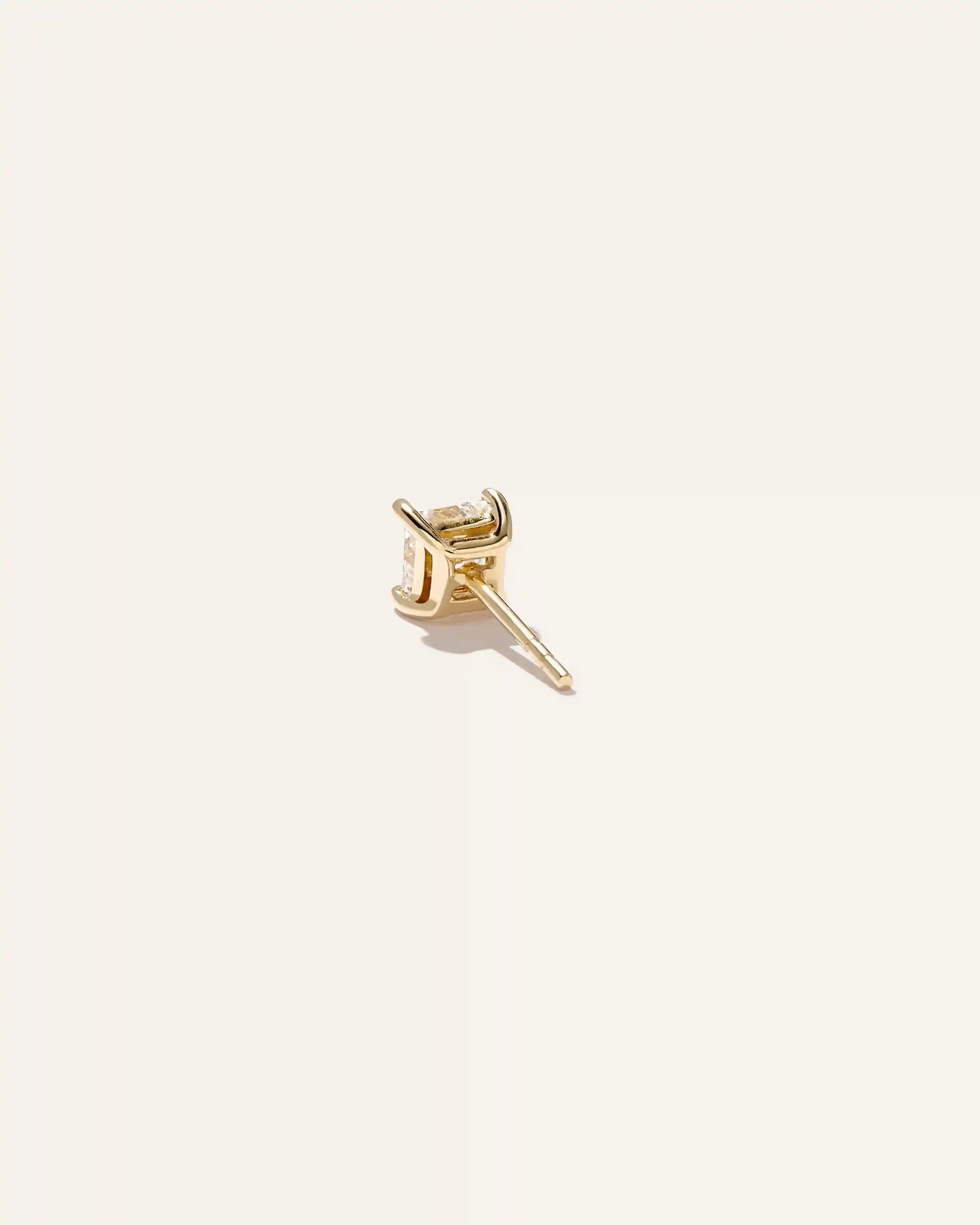 14K Gold Lab Grown Diamond Princess Solitaire Studs - 1ctw